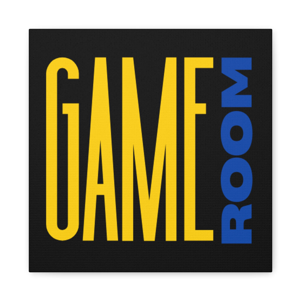 Game Room Canvas Wall Art – Bold Yellow & Blue Typography