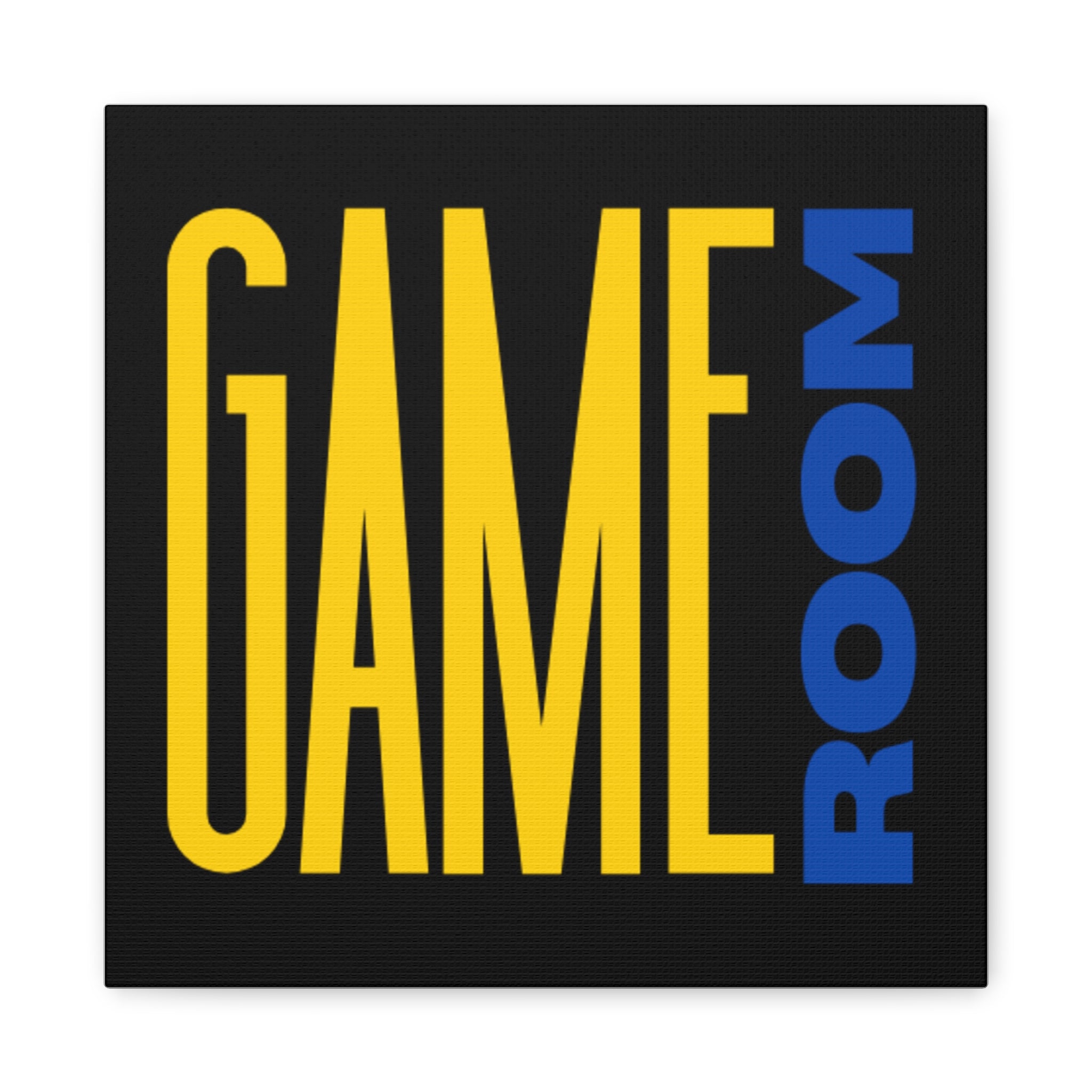 Game Room Canvas Wall Art – Bold Yellow & Blue Typography