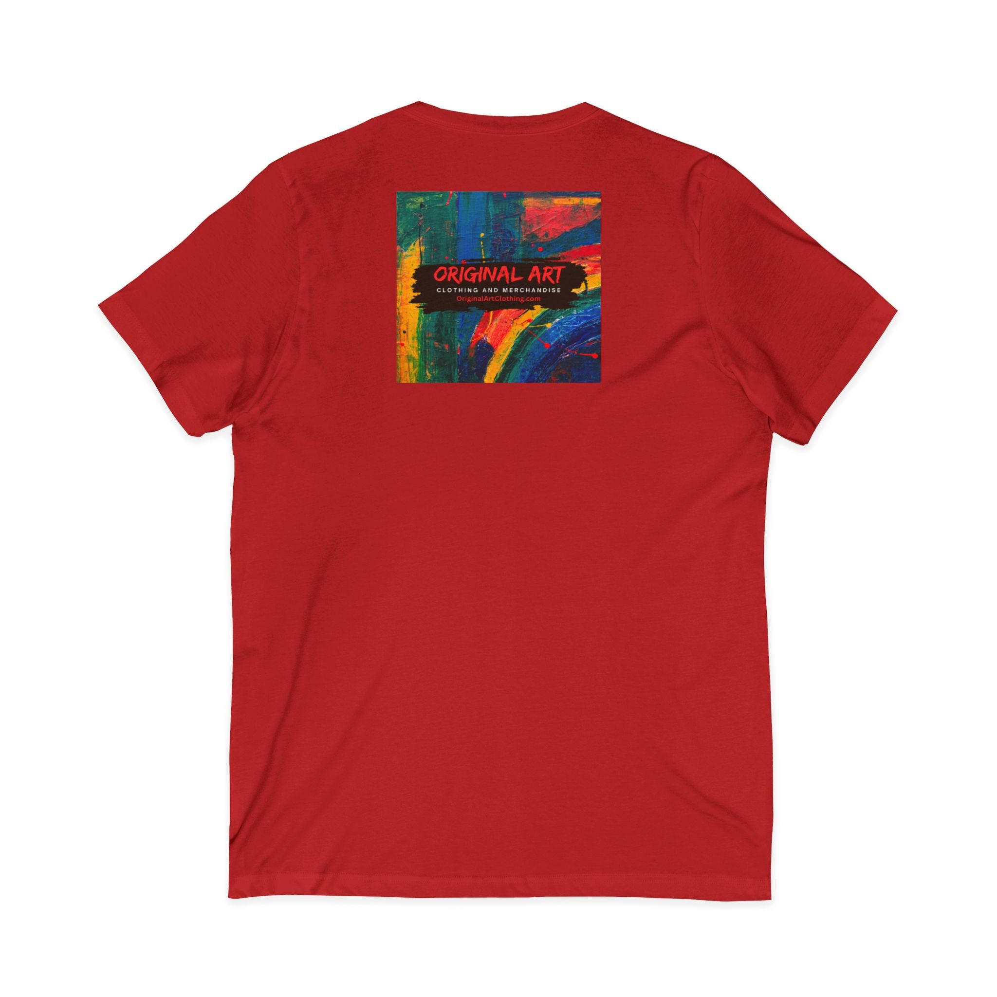 "Fancy" Colorblock V-Neck Tee — 'Fancy' Front Logo & Abstract 'Original Art' Back Print
