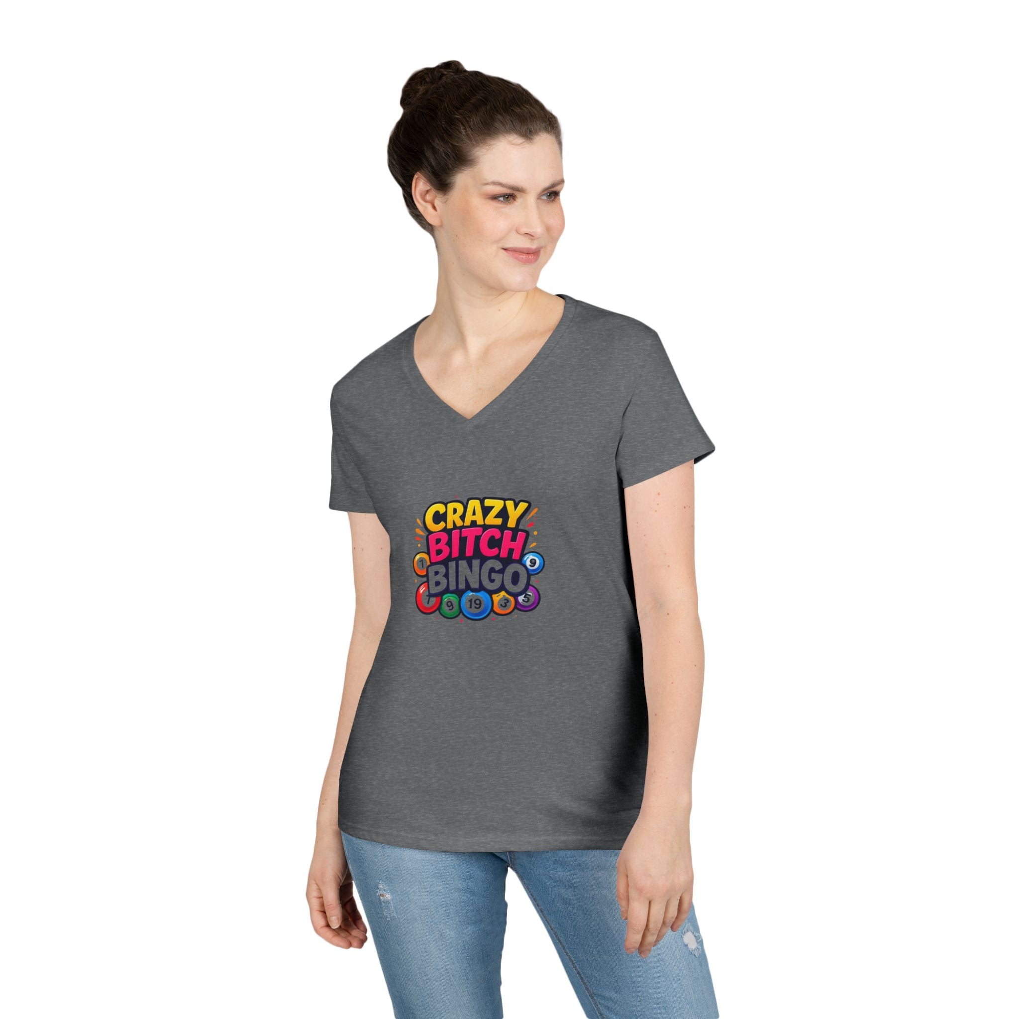 Crazy Bitch Bingo Ladies' V-Neck T-Shirt — Funny Bingo Tee for Women