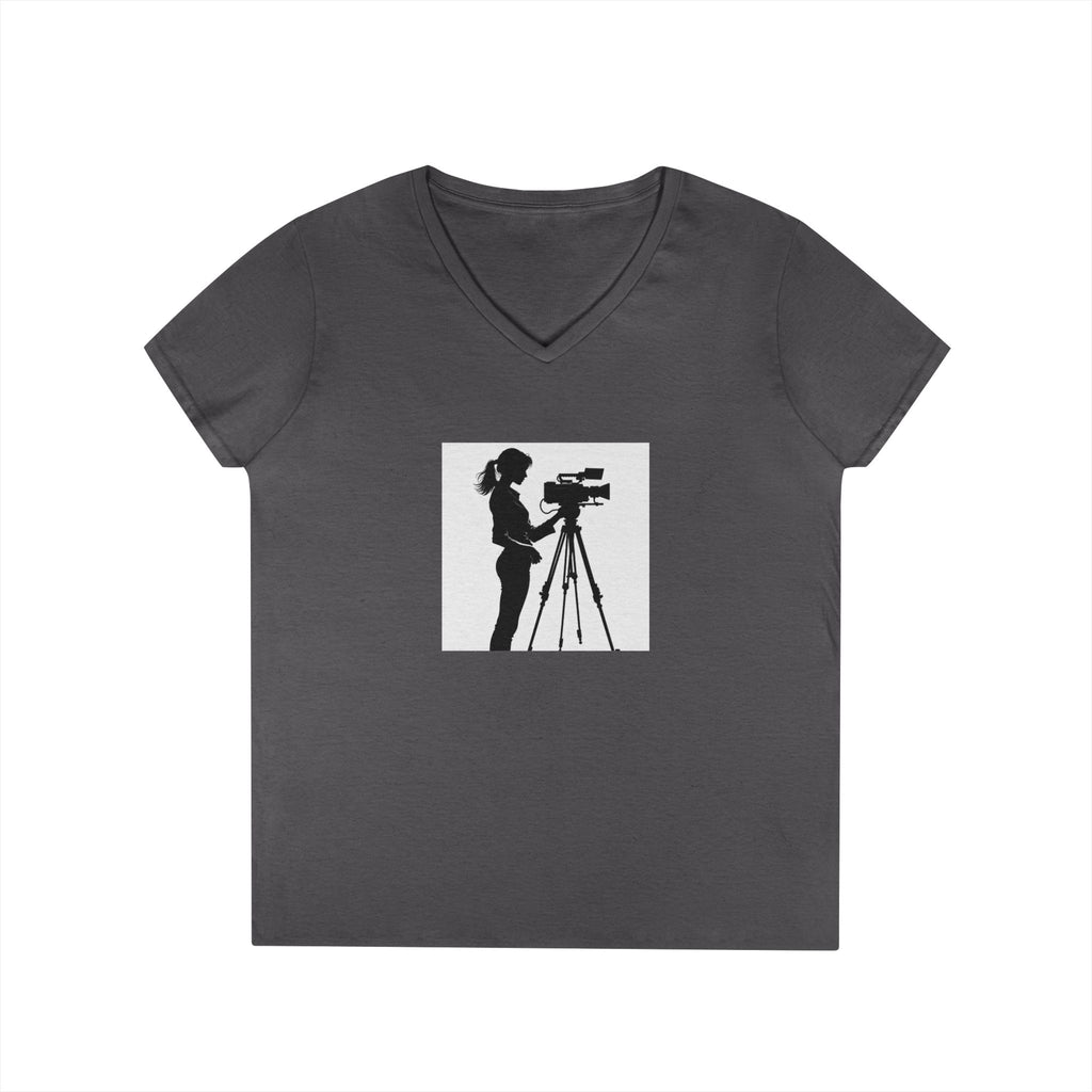 "Behind Every Great Story is Great Video "Camerawoman V-Neck Tee