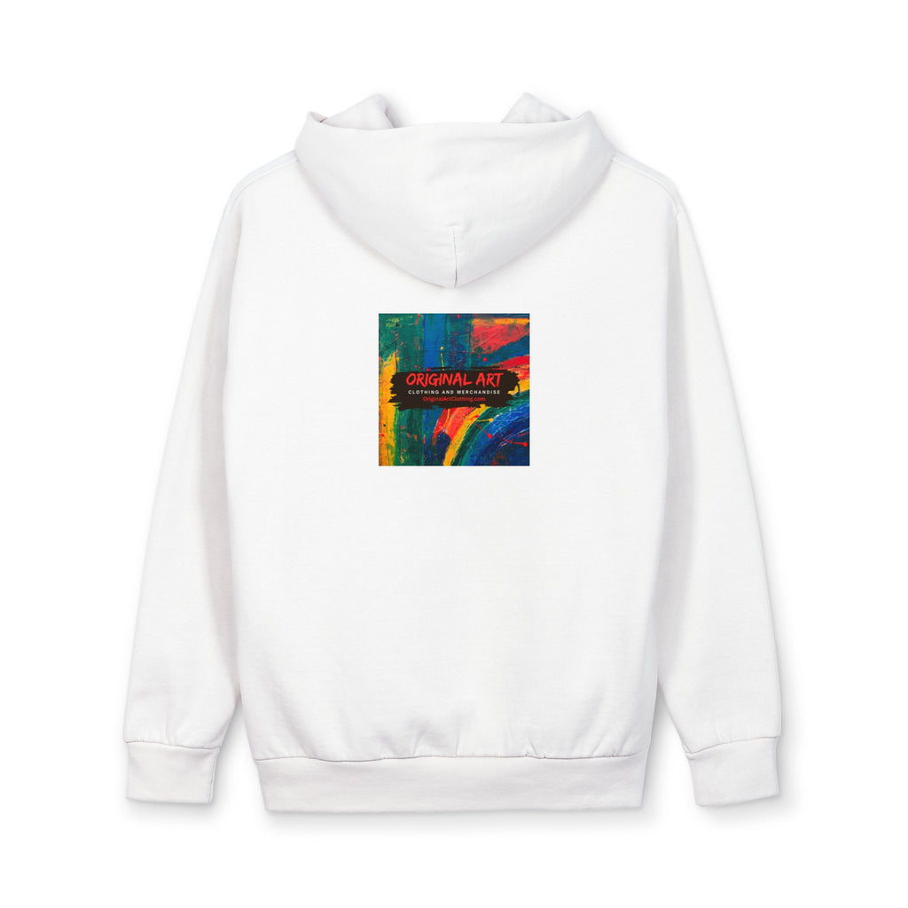 Hoodie — 'Deep Thought' Typographic Front & Colorful Abstract Back Pullover