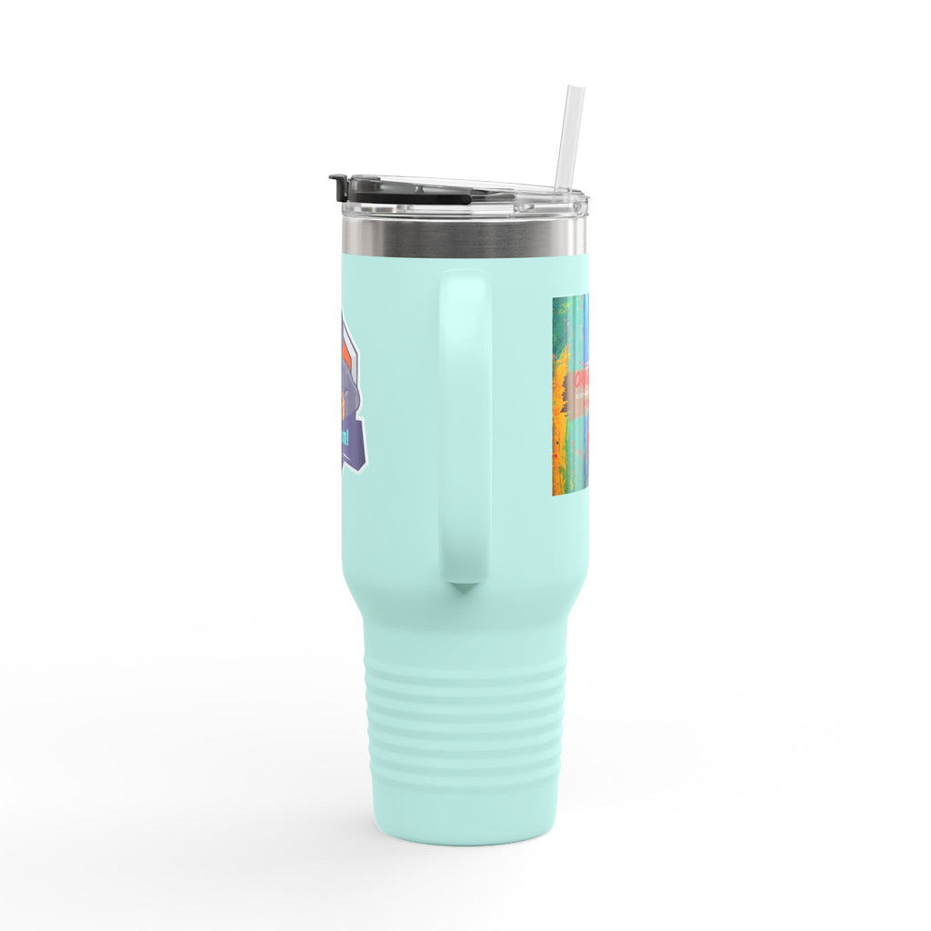 40oz Insulated Travel Mug — Gamer "Game On" Graphic, Thermal Tumbler for Gamers & Streamers