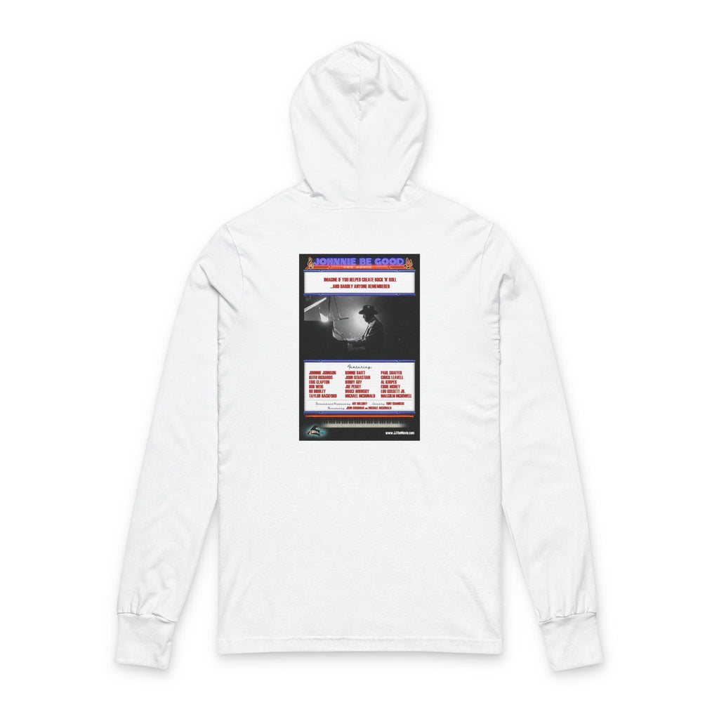 Johnnie Be Good Documentary Hooded Long Sleeve Tee — Vintage Film Poster Graphic Long-Sleeve Hoodie Tee
