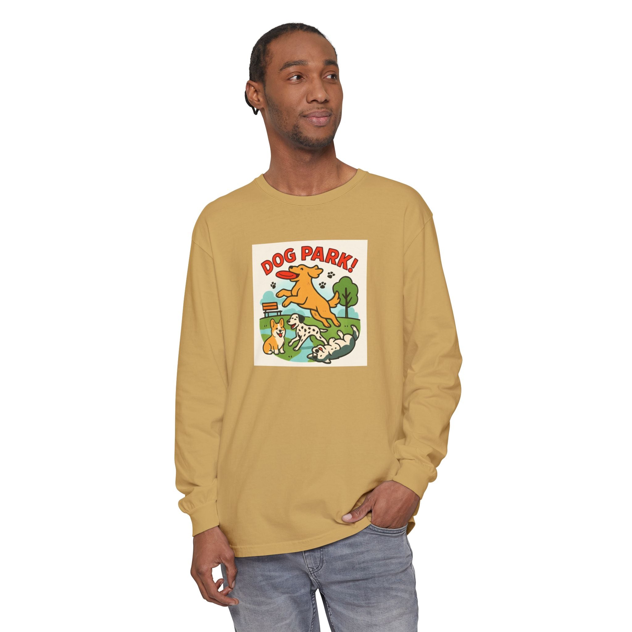 Dog Park Unisex Garment-dyed Long Sleeve T-Shirt