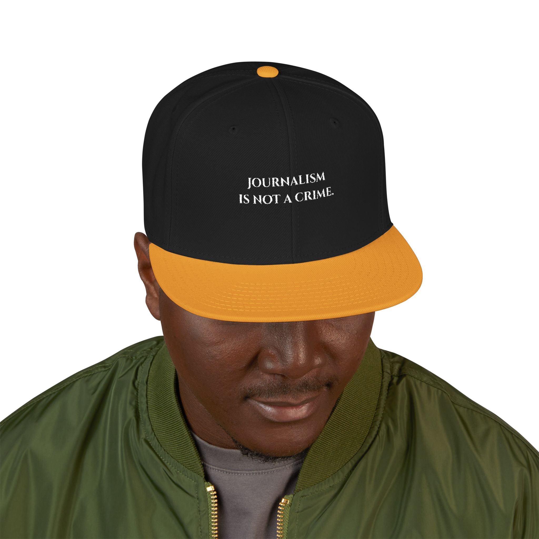 "Journalism is not a Crime" Embroidered Snapback Hat —