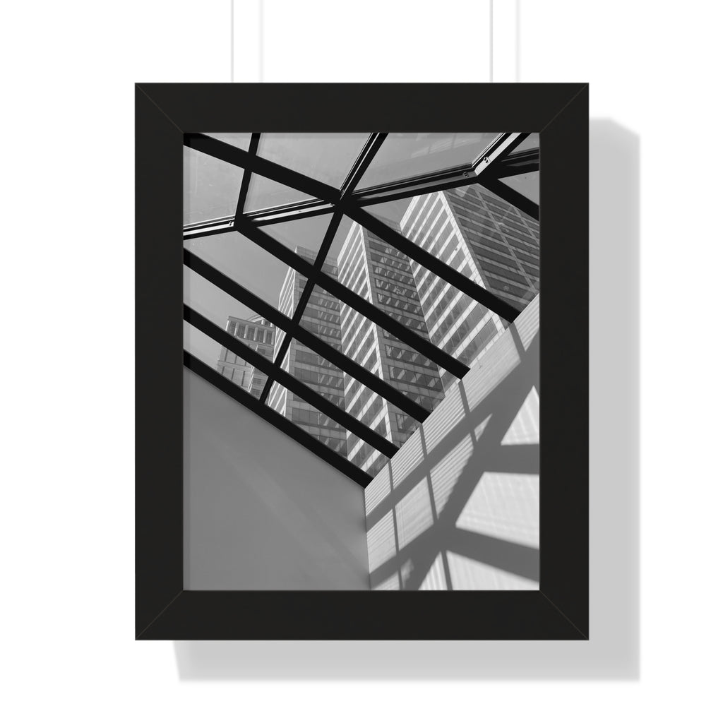Monochrome Architectural Shadows Print Framed Vertical Poster —