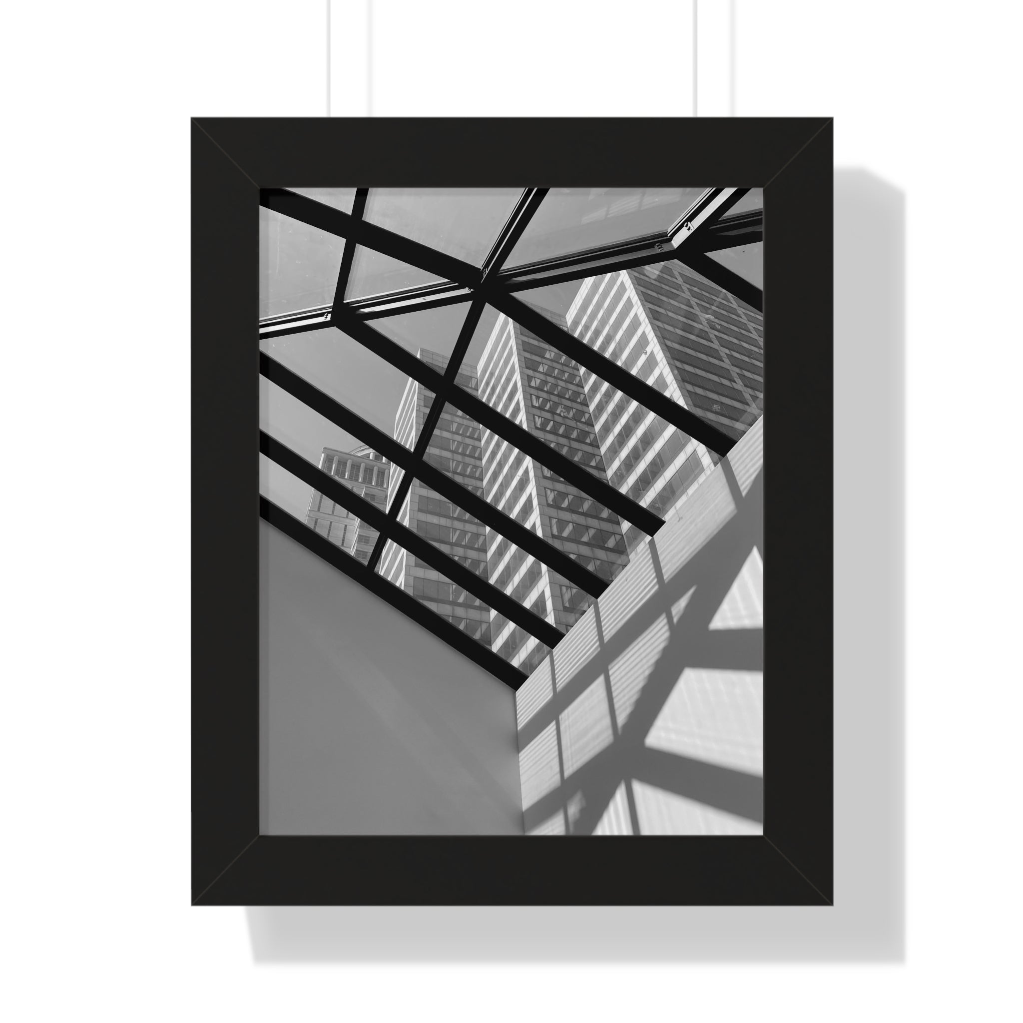 Monochrome Architectural Shadows Print Framed Vertical Poster —