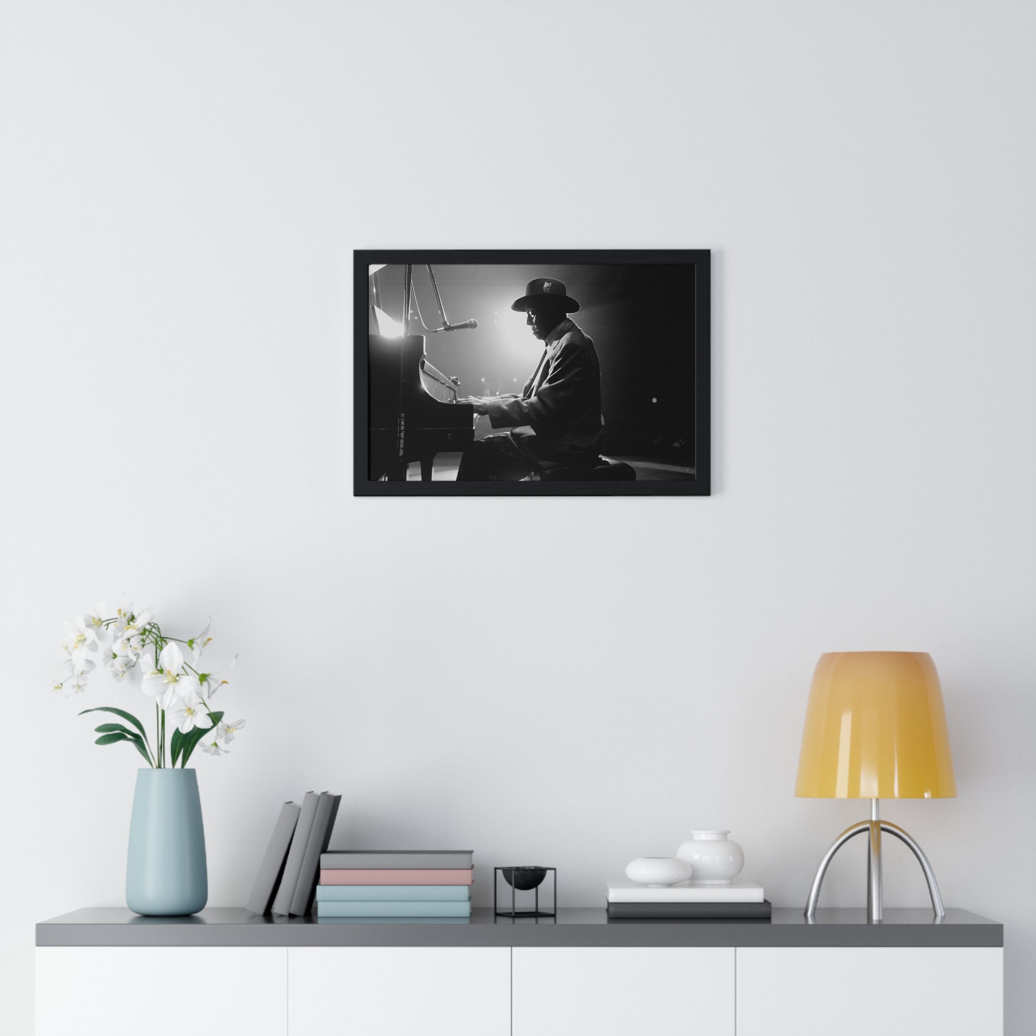 Hall of Fame piano great Johnnie Johnson — Black & White Vintage Music Wall Art