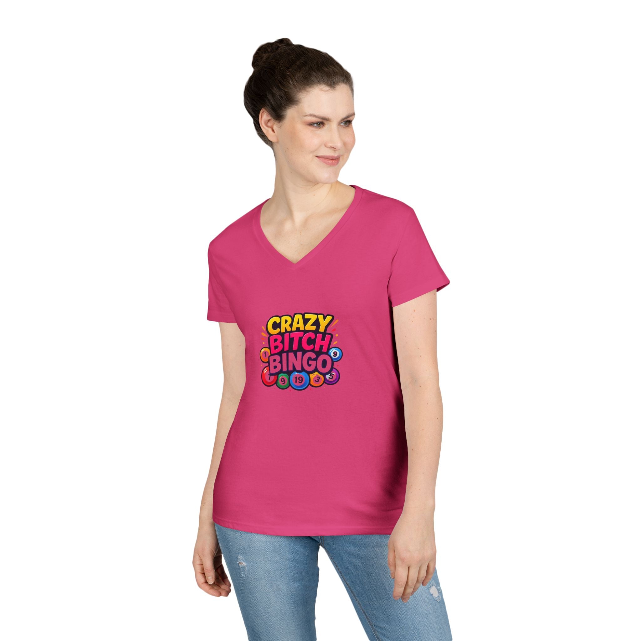 Crazy Bitch Bingo Ladies' V-Neck T-Shirt — Funny Bingo Tee for Women