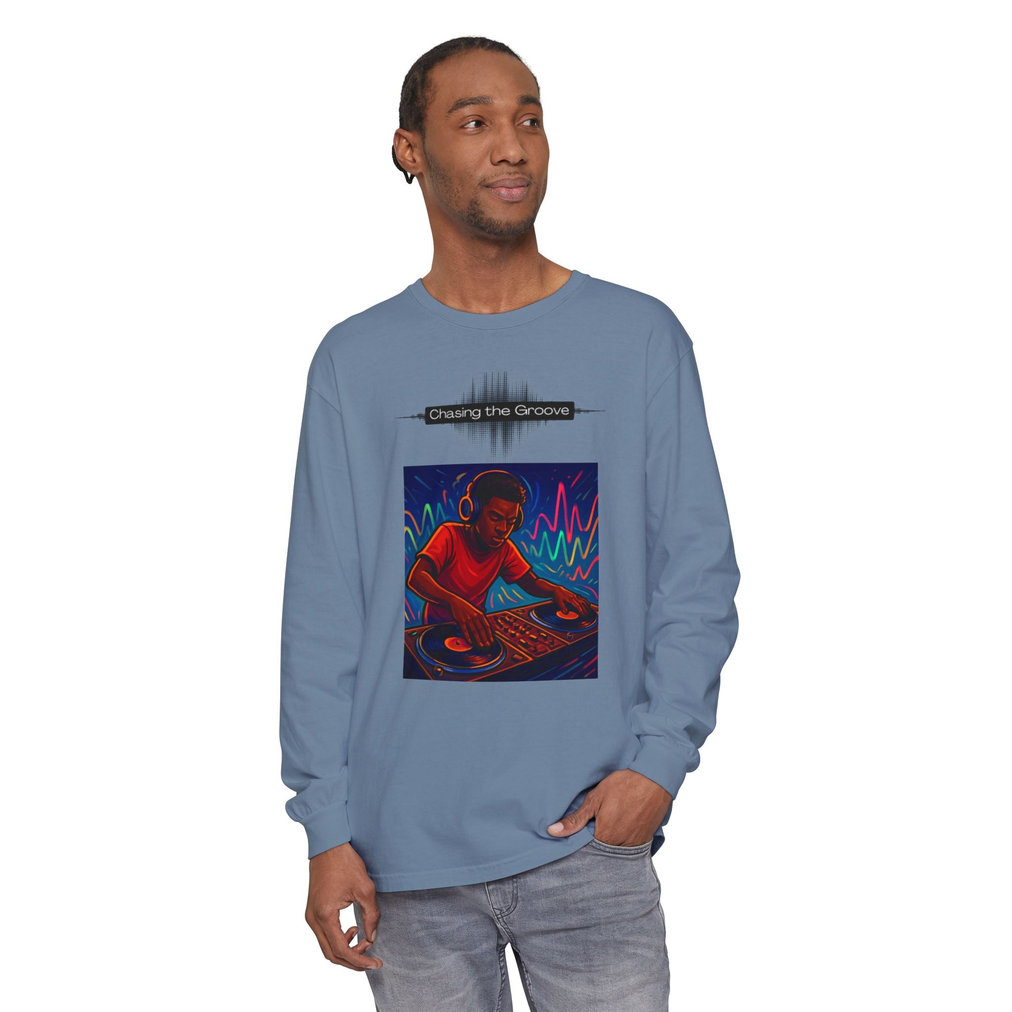 "Chasing the Groove" Long Sleve T-Shirt  Minimal Front + Original Art Back
