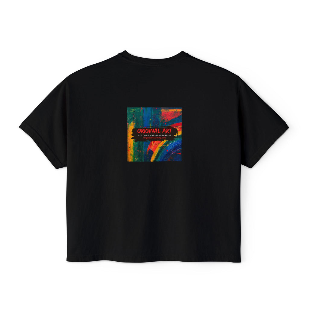 Sunset Horizon Boxy Tee — Women's Crop Graphic Tee