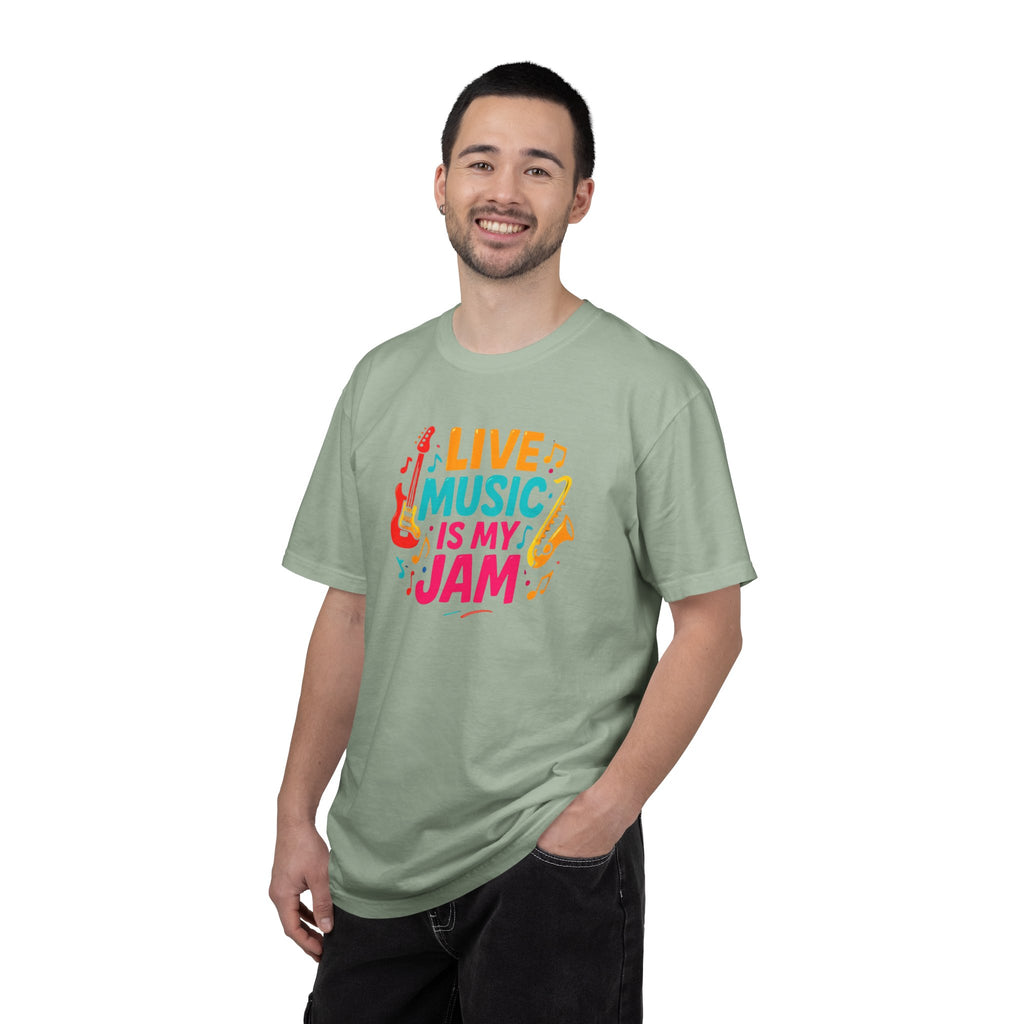 Live Music Is My Jam T-Shirt — Colorful Guitar Music Tee