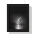 Lightning Strike Framed Poster — Moody Black & White Vertical Wall Art