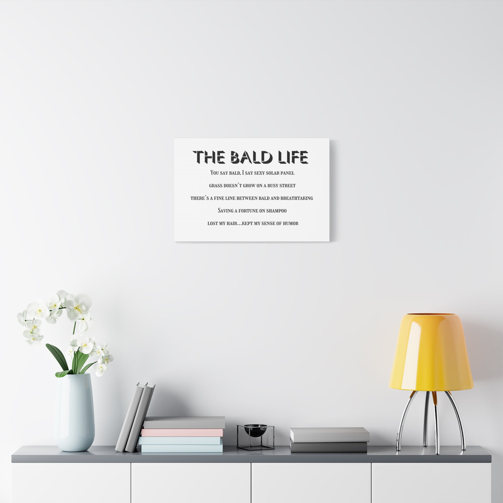 “The Bald Life” Humorous Canvas Wall Art