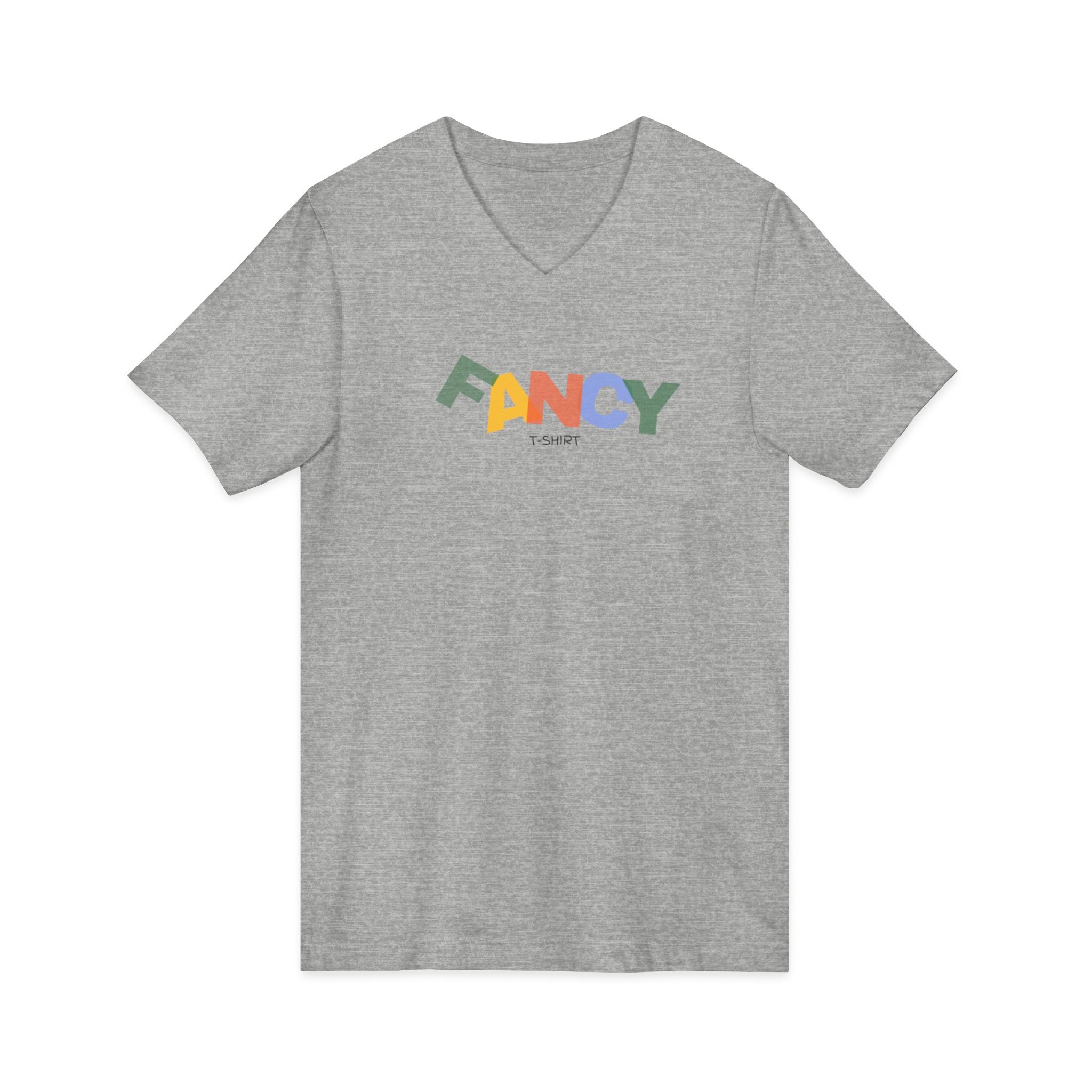 "Fancy" Colorblock V-Neck Tee — 'Fancy' Front Logo & Abstract 'Original Art' Back Print