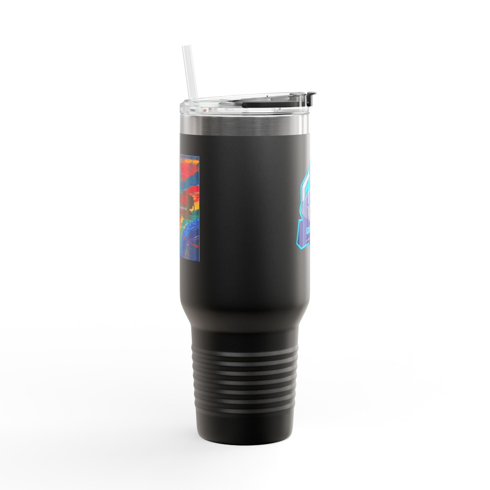 40oz Insulated Travel Mug — Gamer "Game On" Graphic, Thermal Tumbler for Gamers & Streamers
