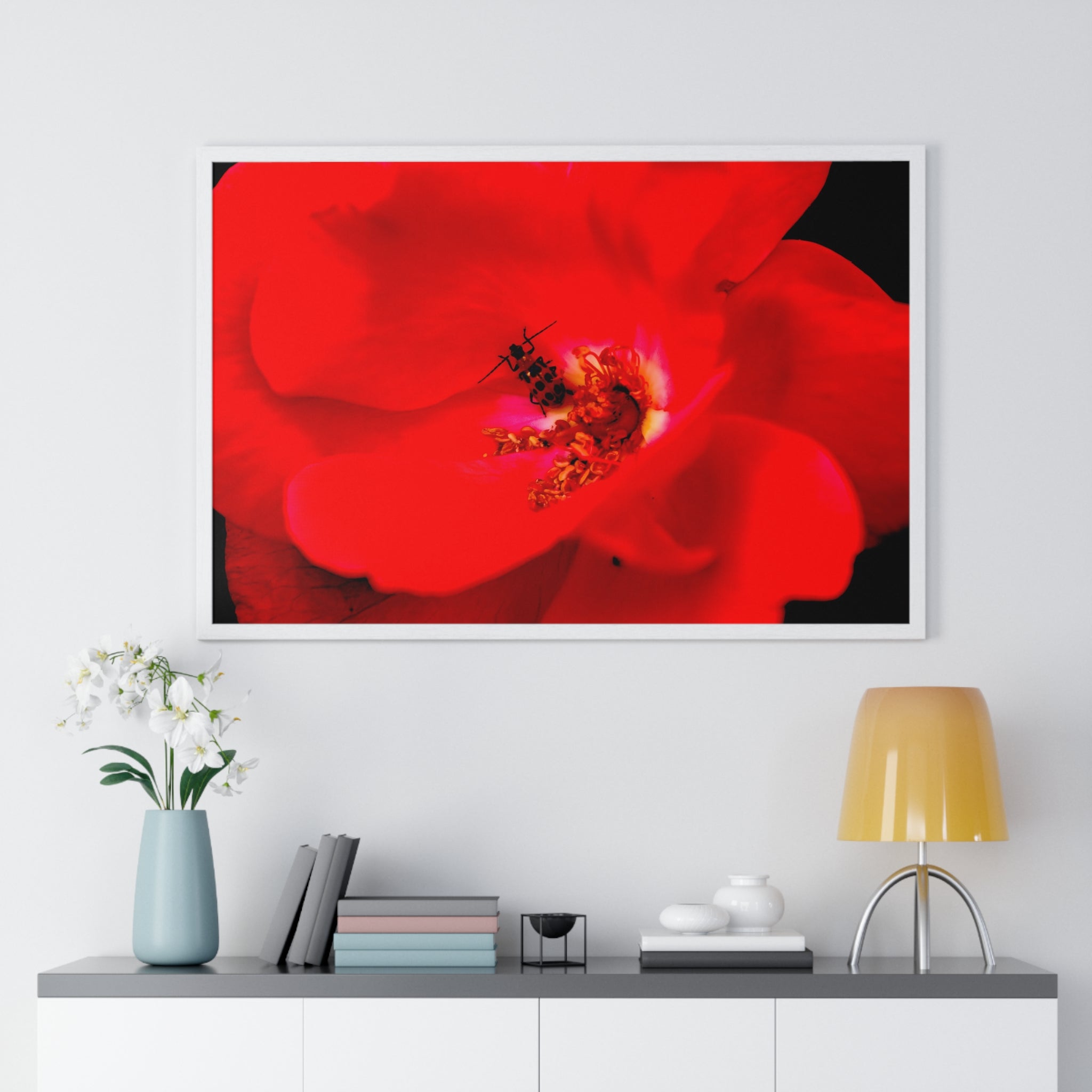 Framed Red Rose Wall Art Poster