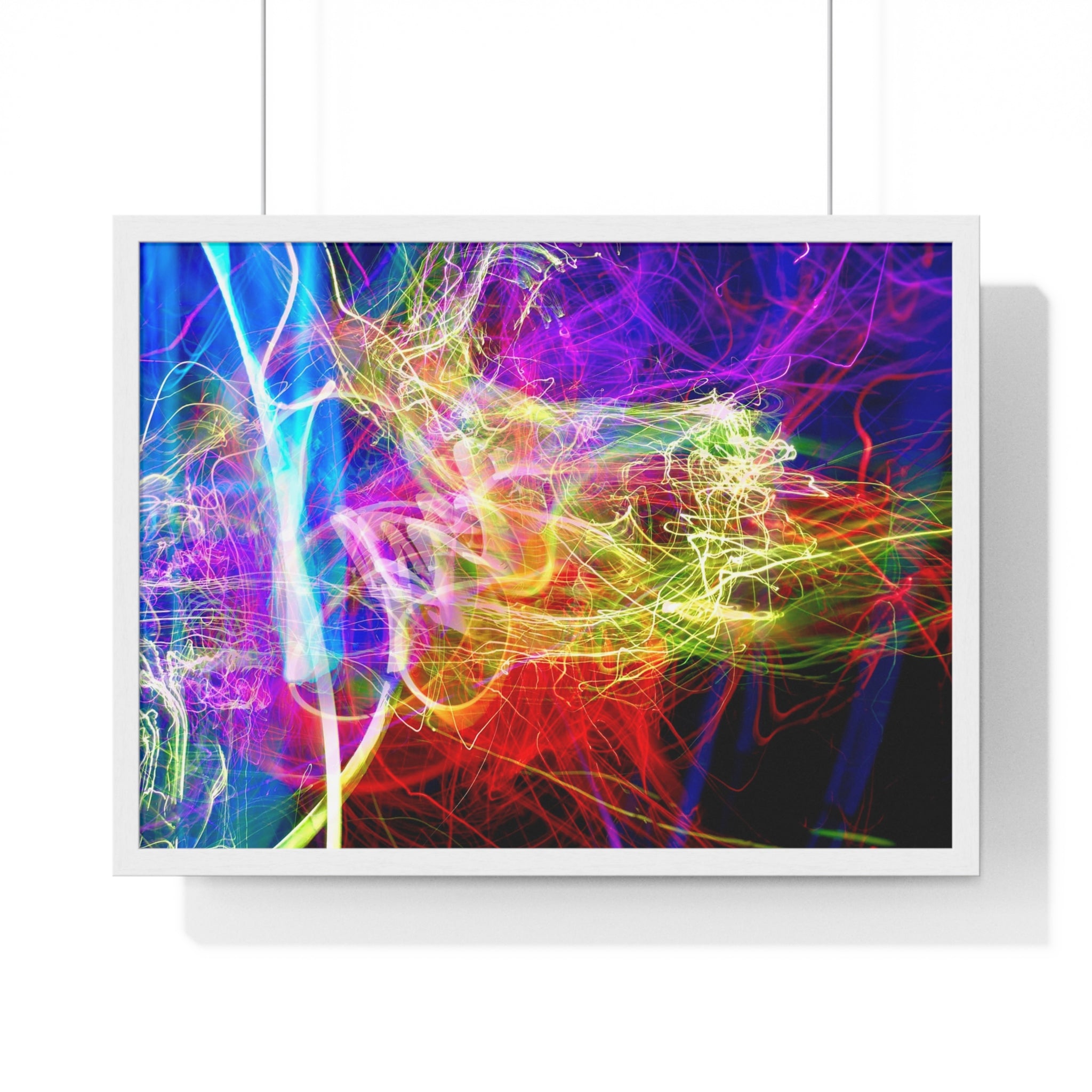 Abstract Light Painting Photography Framed Poster — Vibrant Colorful Wall Art