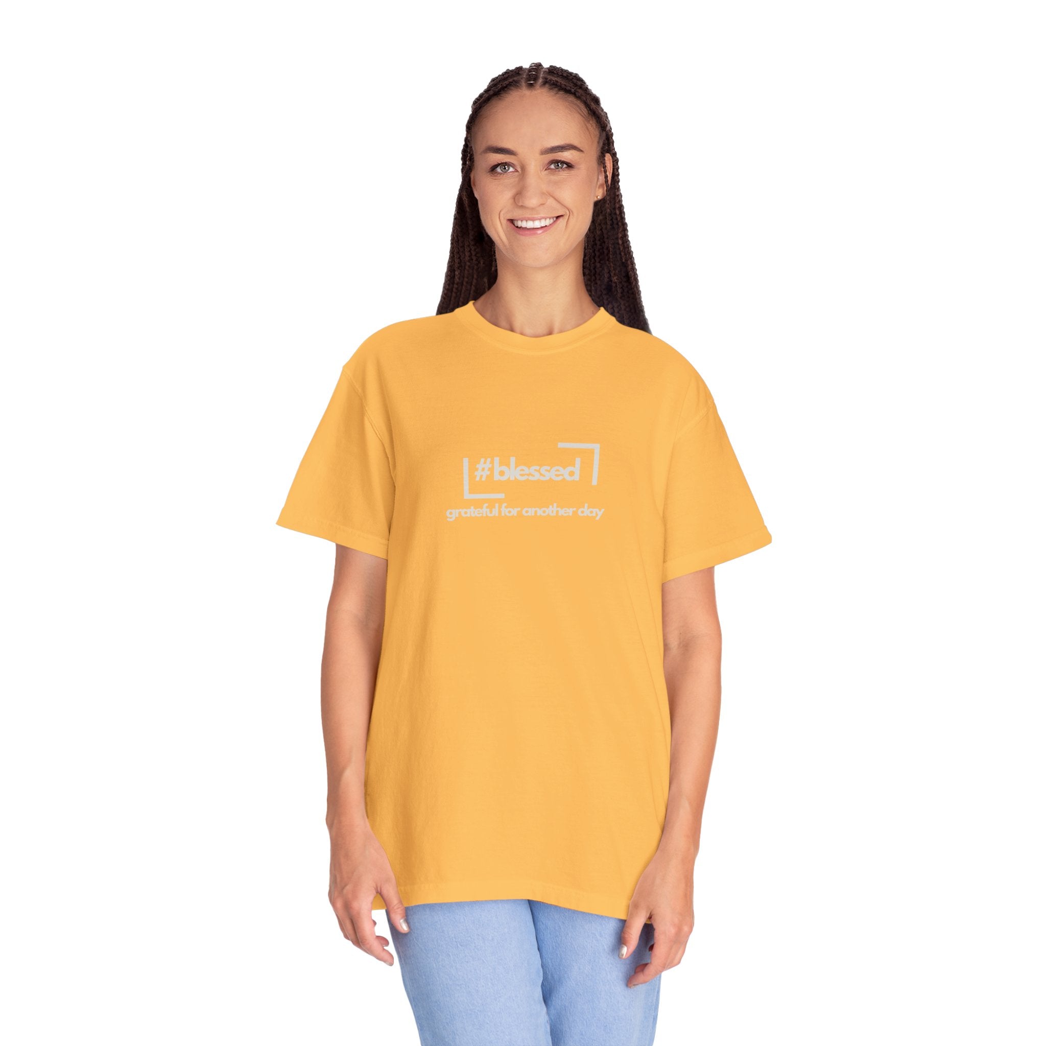 Blessed Hashtag T-Shirt — "#blessed grateful for another day" Casual Graphic Tee