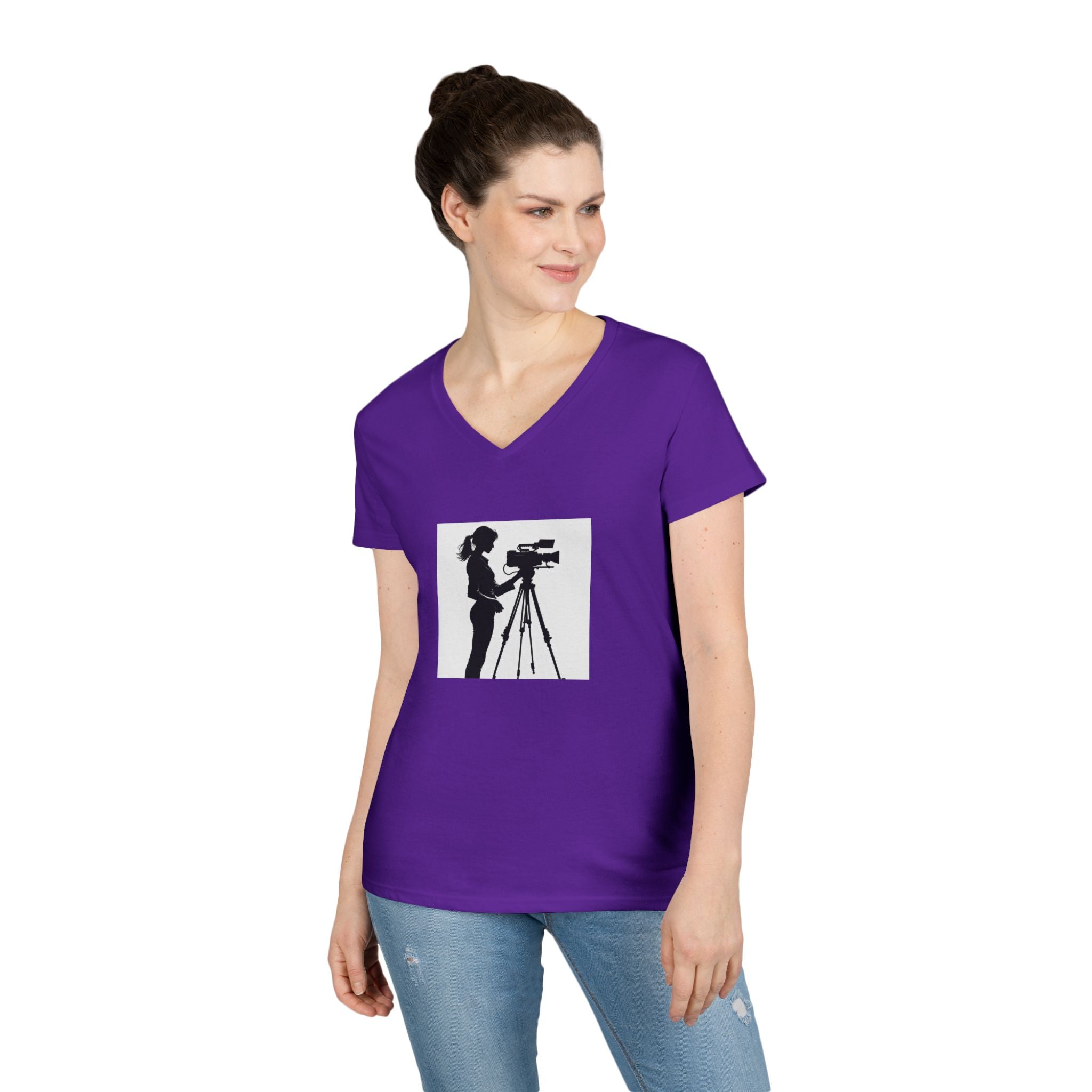 "Behind Every Great Story is Great Video "Camerawoman V-Neck Tee