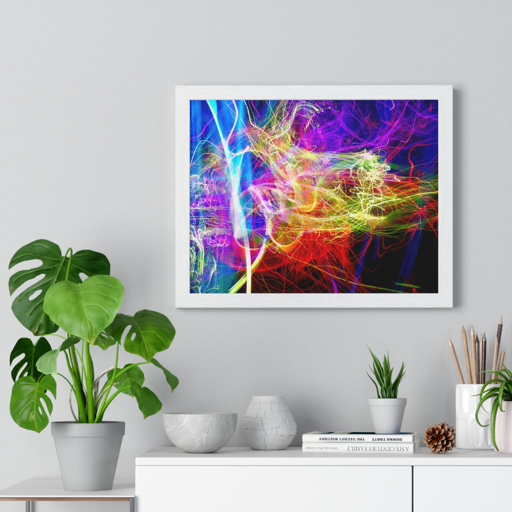 Abstract Light Painting Photography Framed Poster — Vibrant Colorful Wall Art