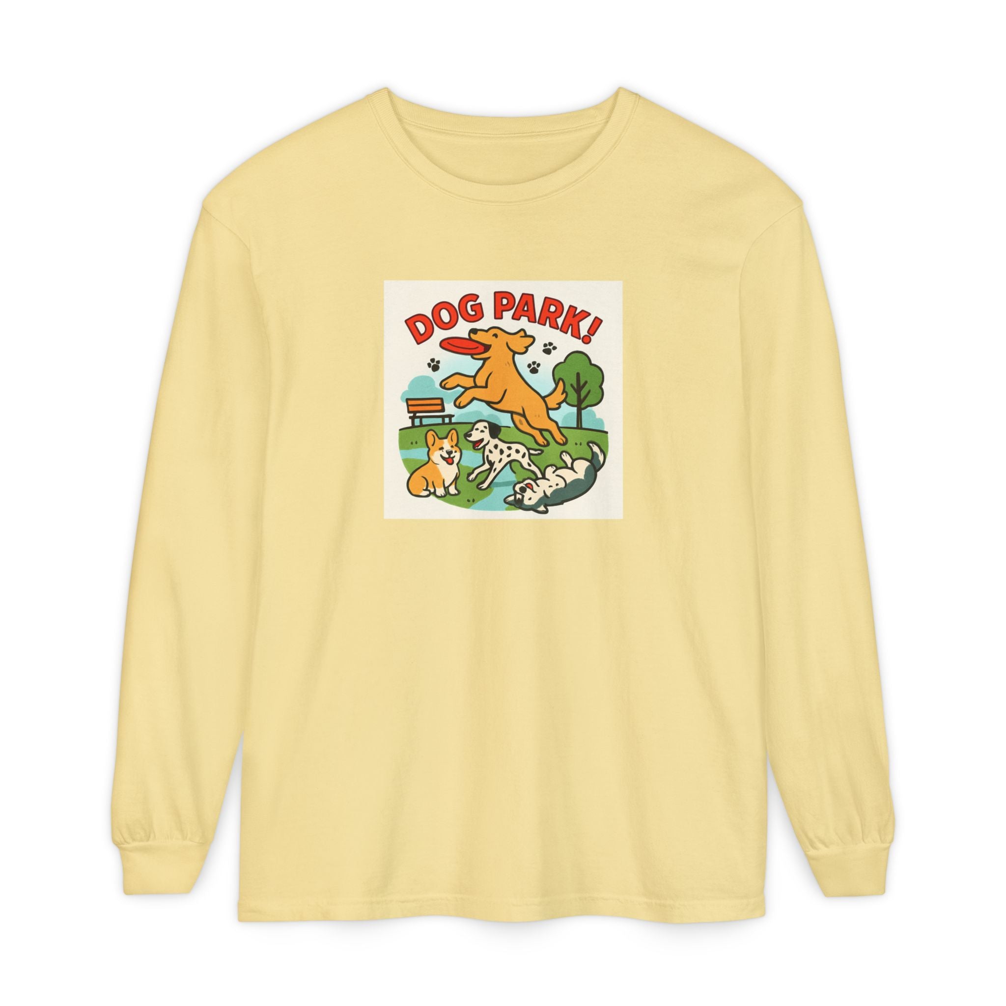 Dog Park Unisex Garment-dyed Long Sleeve T-Shirt