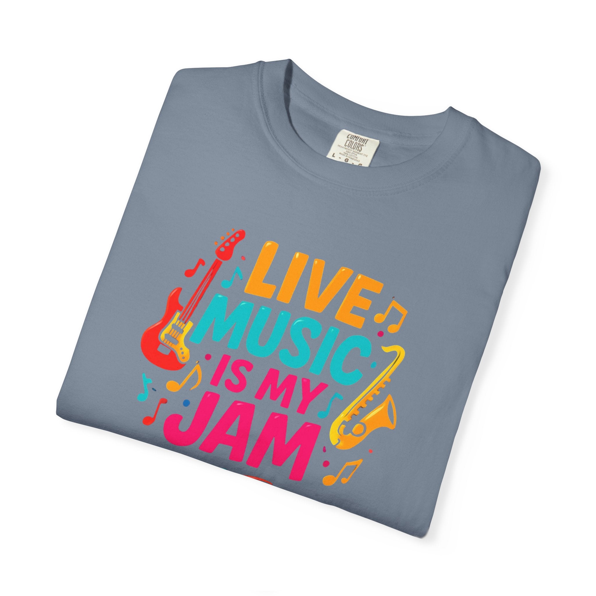 Live Music Is My Jam T-Shirt — Colorful Guitar Music Tee