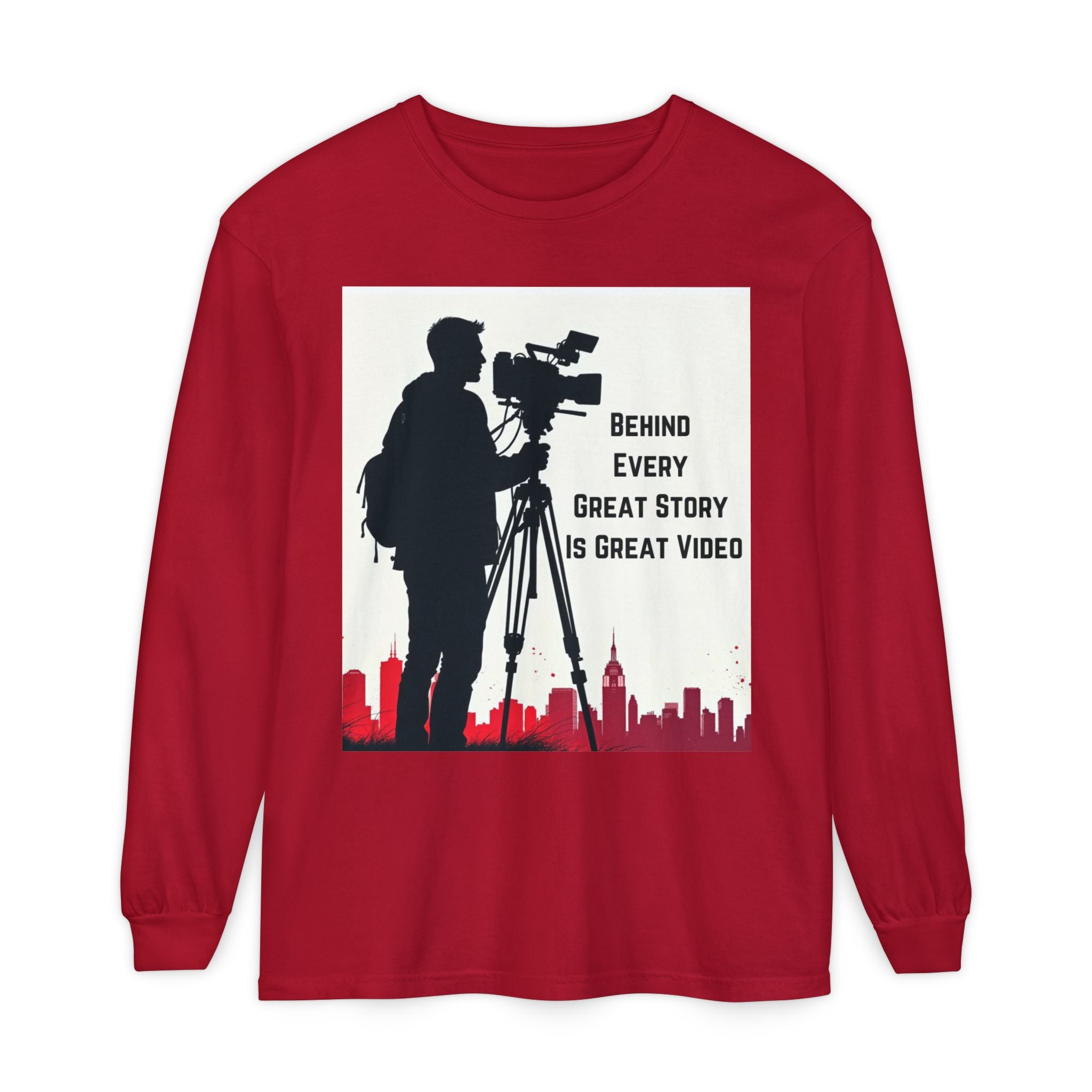 TV News Videographer: Unisex Garment-dyed Long Sleeve T-Shirt