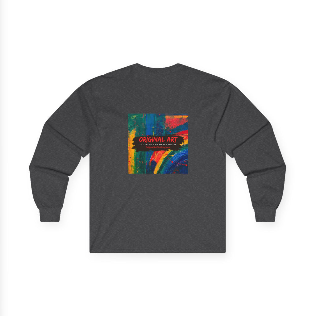 'Deep Thought: Heights Are Afraid of Me' Minimalist Quote Long Sleeve Tee