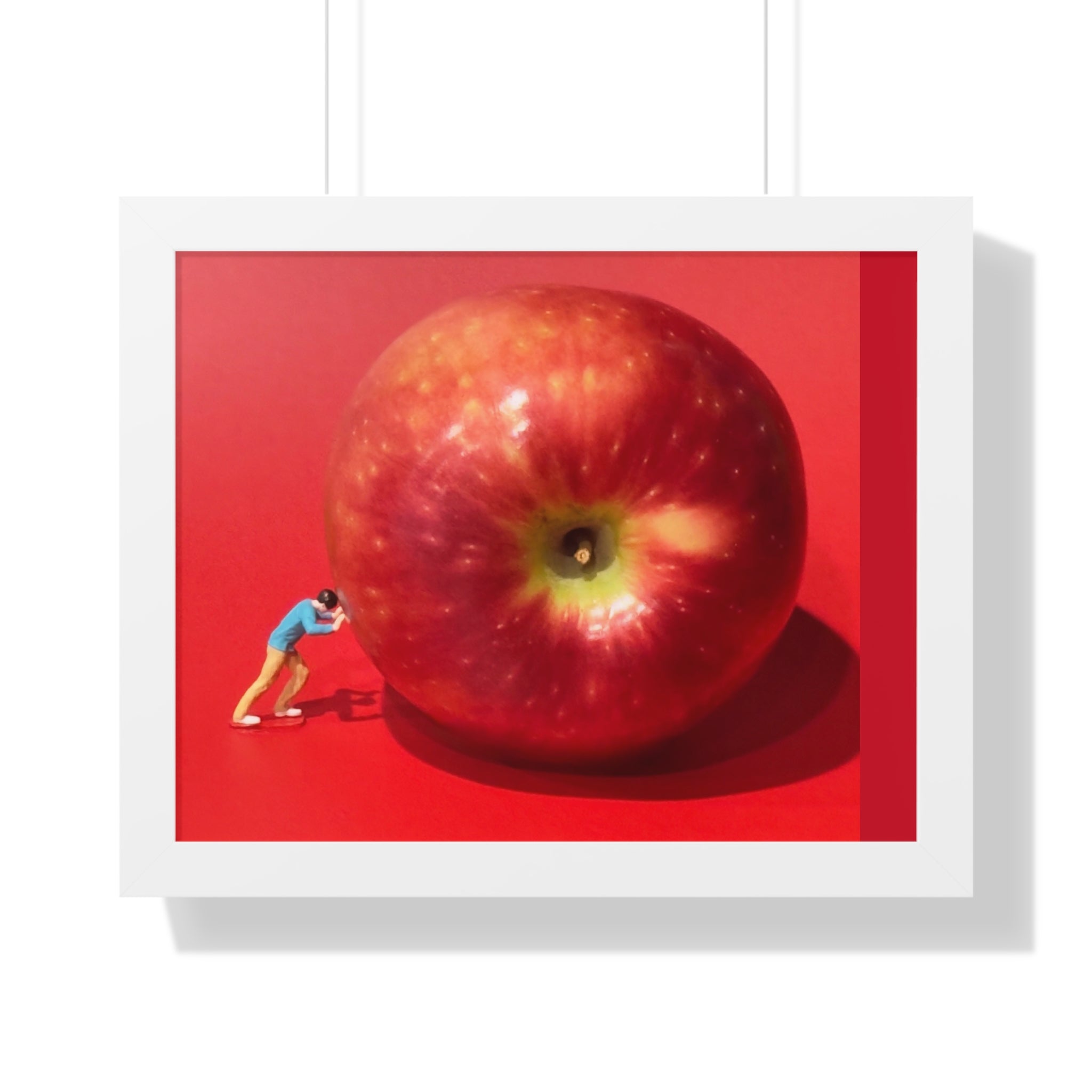Framed Poster Giant Red Apple (Surreal Wall Art)