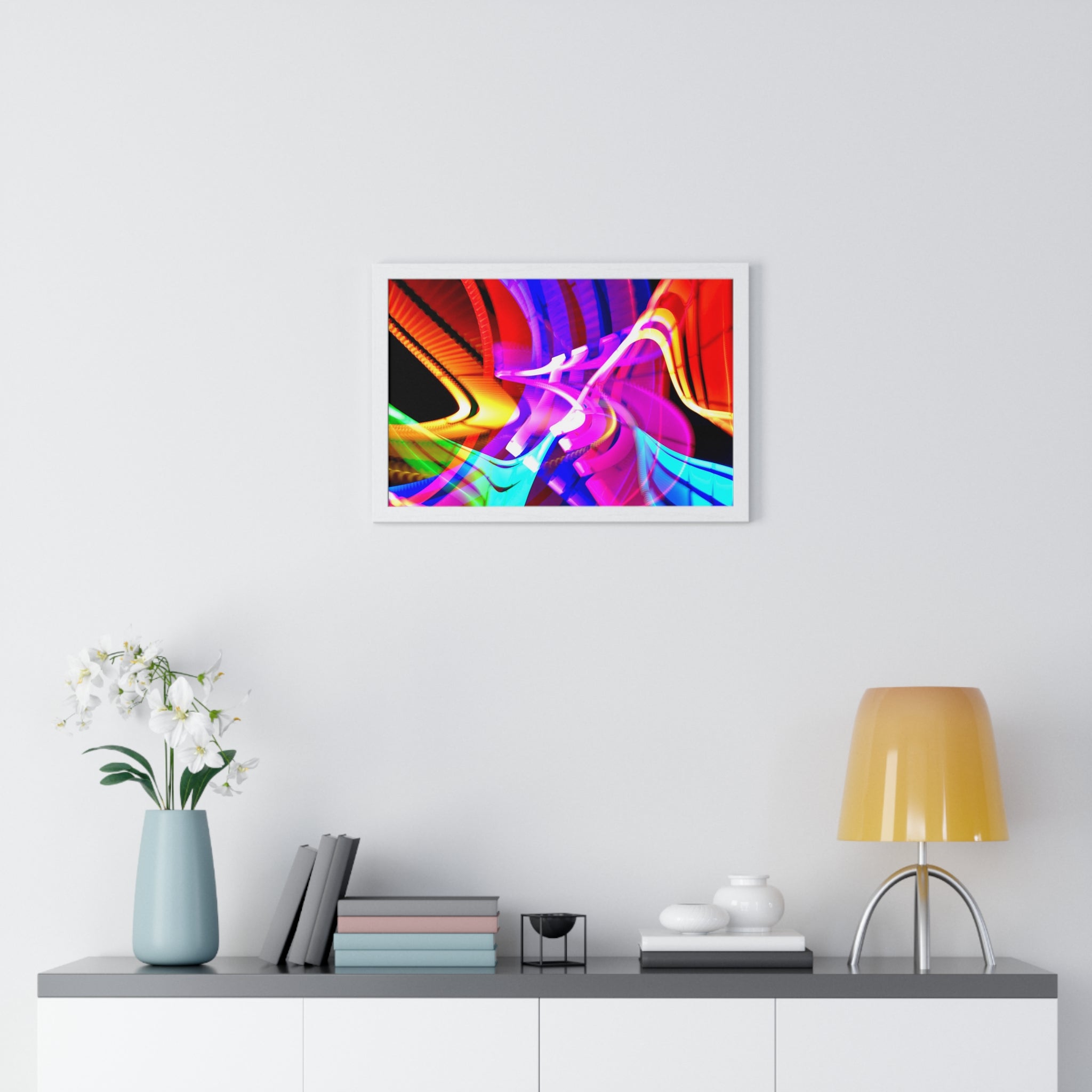 Original Light Painting Photograph Framed Colorful Wall Art