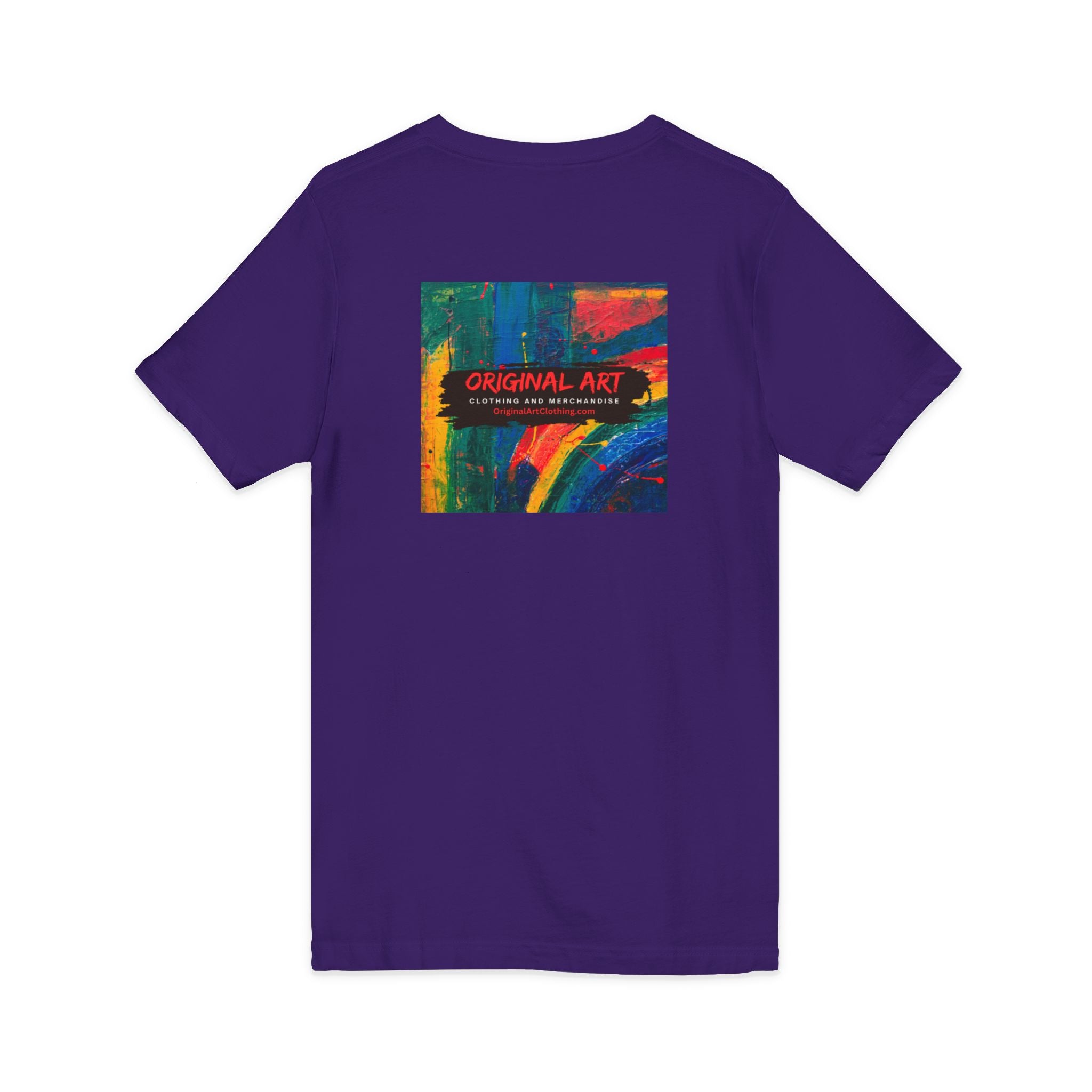 'Fancy" Colorful V-Neck Tee — 'Fancy' Front Script & Original Art Back