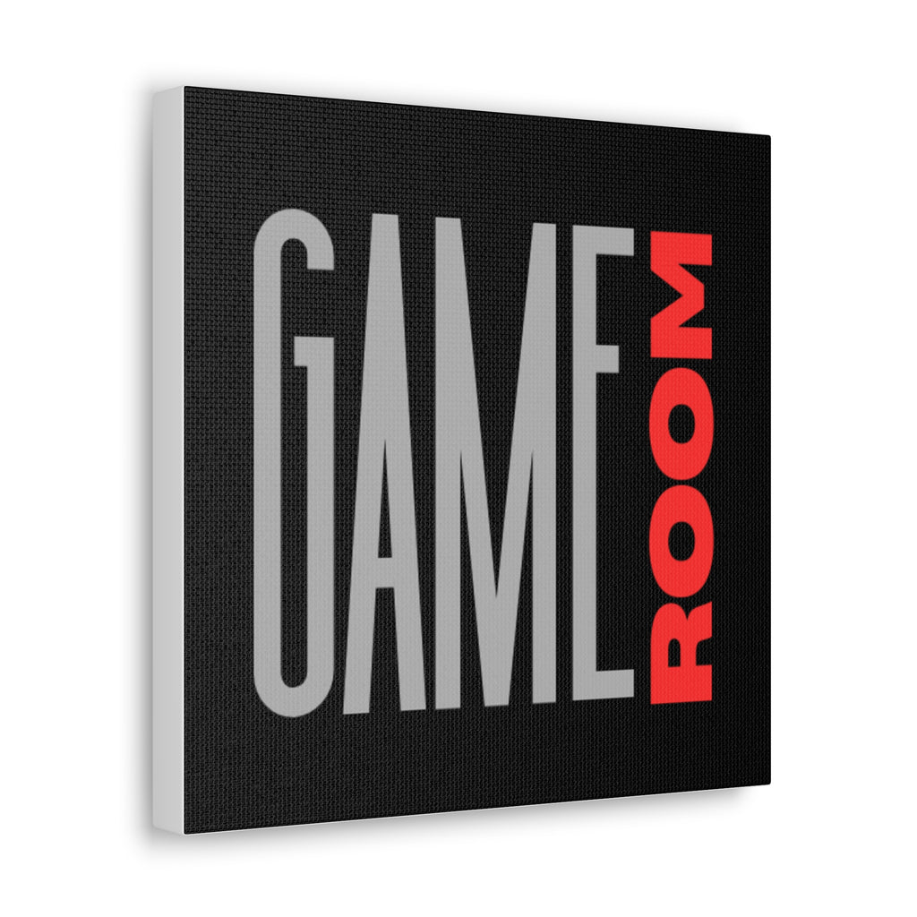 Game Room Canvas Wall Art — Modern Typography 'GAME ROOM' Print for Gamers & Entertainment Spaces