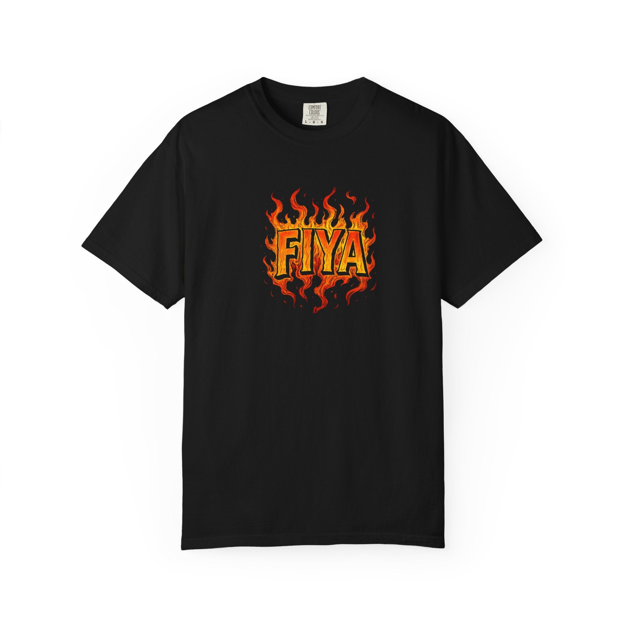 FIYA Flame Graphic T‑Shirt — Retro Fire Lettering Tee (Original Art)