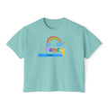 Fancy Rainbow Boxy Tee — Colorful 'Fancy' Graphic Women's Shirt