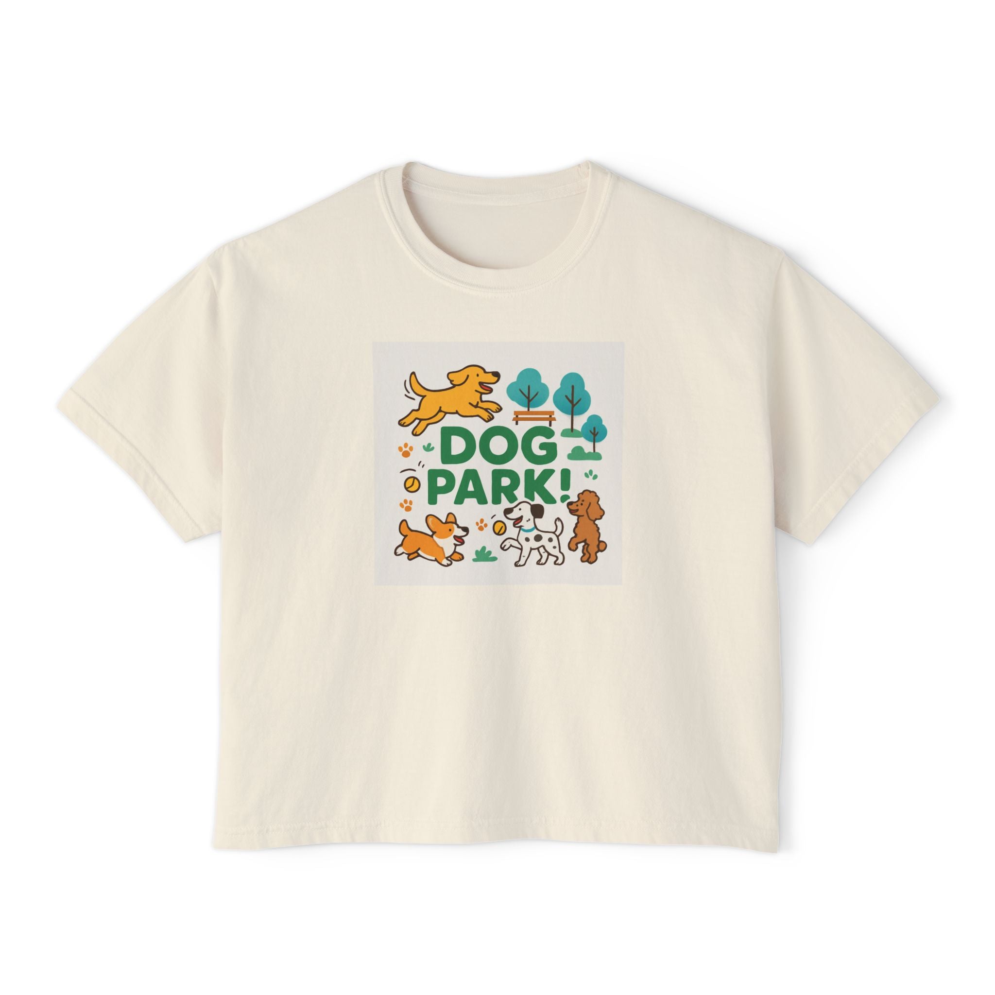 Dog Park Women's Boxy Tee, Cute Pet Lover Shirt, Casual Tee for Dog Owners, Gift for Dog Lovers, Fun T-Shirt for Pet Days