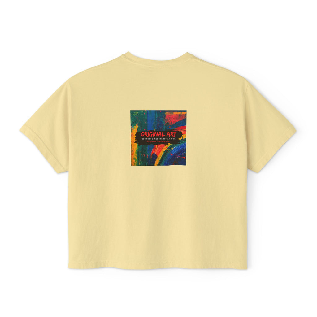 Sunset Horizon Boxy Tee — Women's Crop Graphic Tee