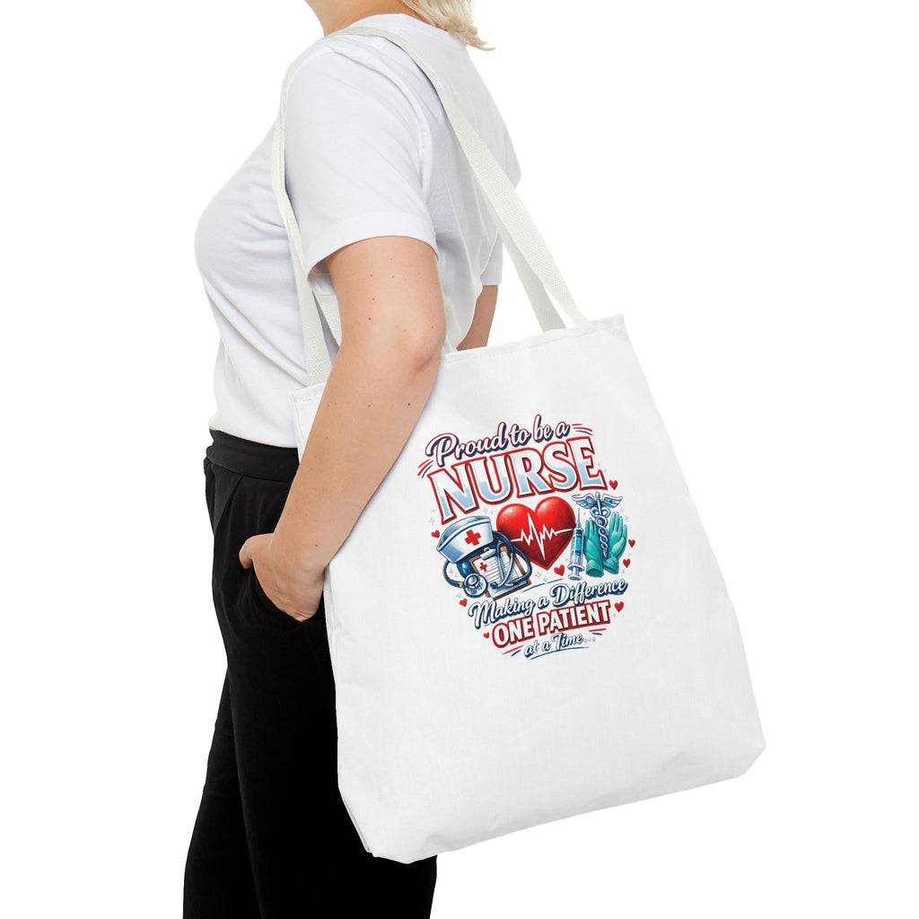 Nurse Tote Bag - "Proud to be a Nurse" Medical Heartbeat Design