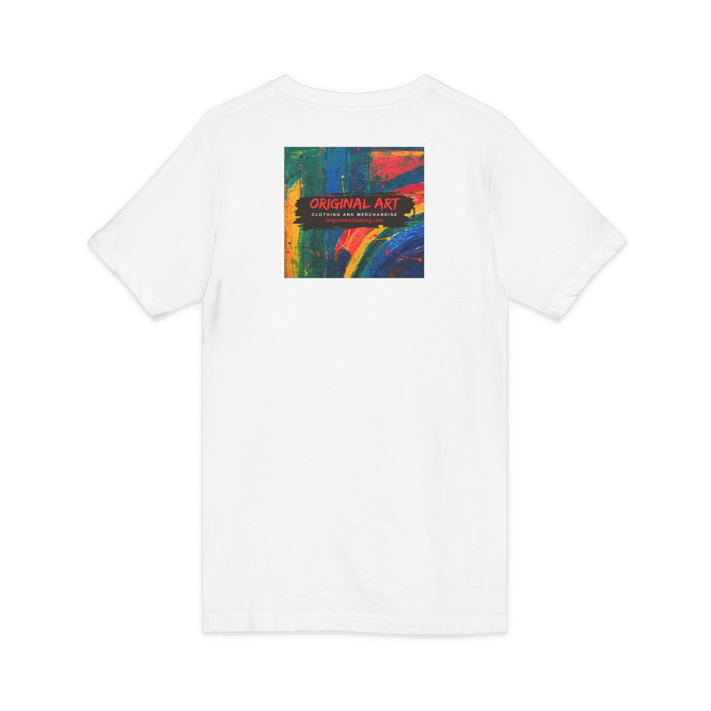 "Fancy" Colorblock V-Neck Tee — 'Fancy' Front Logo & Abstract 'Original Art' Back Print