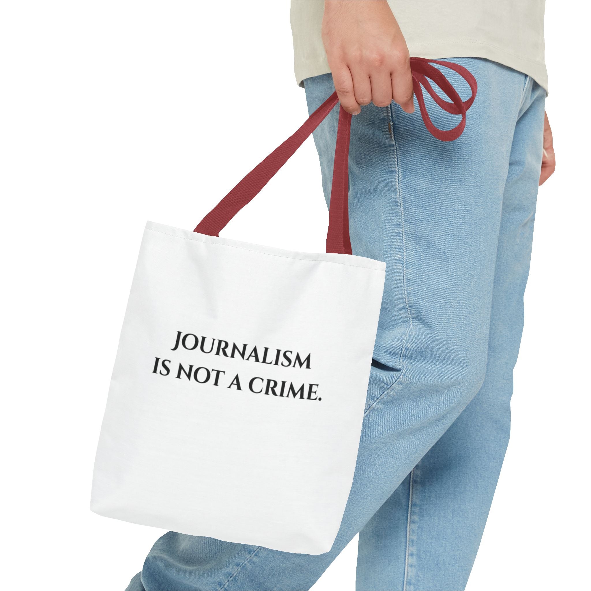 Journalism Is Not a Crime Tote Bag — Protest Statement Canvas Tote