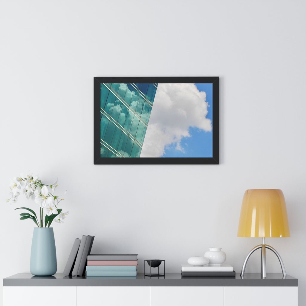 Modern City Reflection & Cloudscape Framed Wall Art