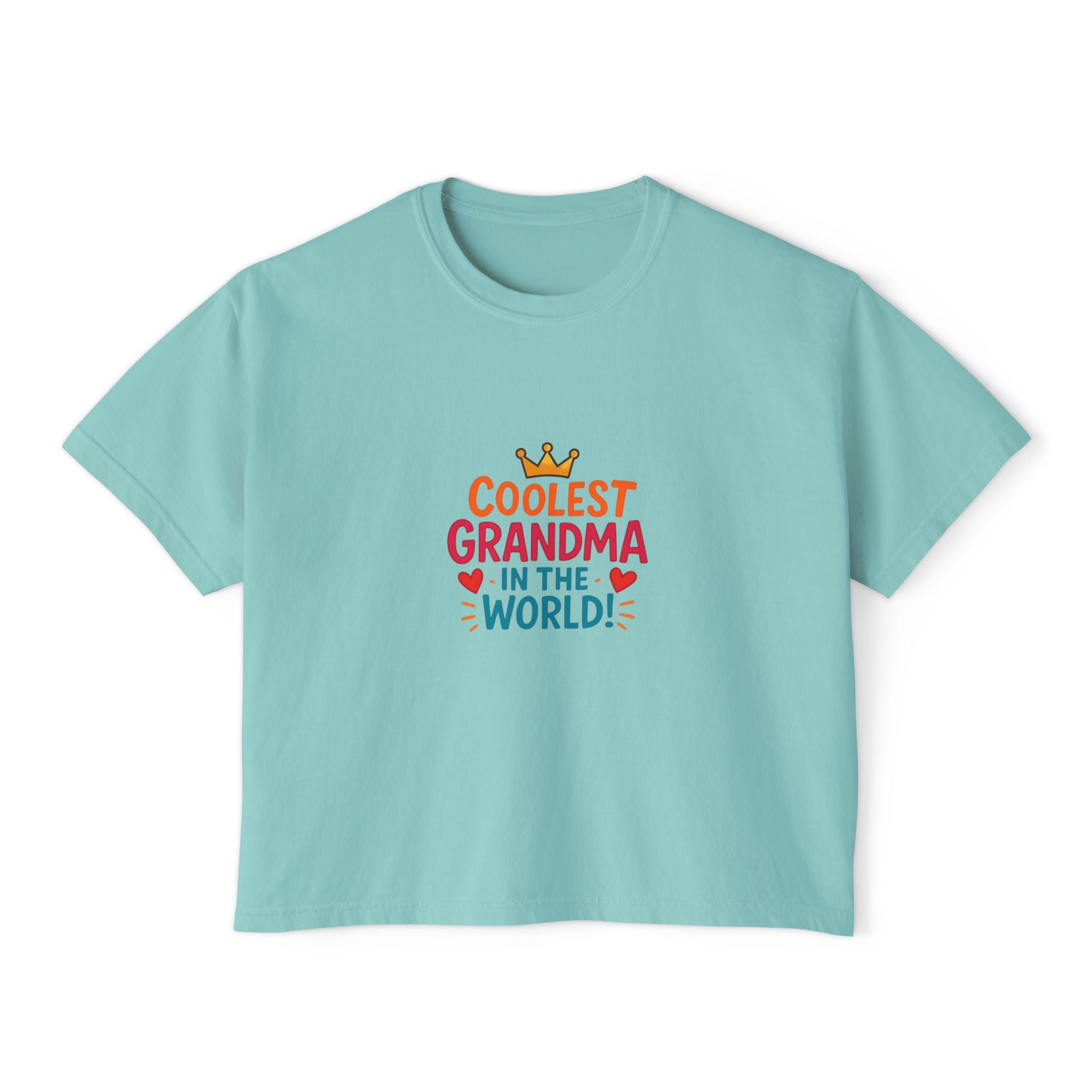 Coolest Grandma in the World Boxy Tee — Cute Women's Cropped Grandmother Shirt