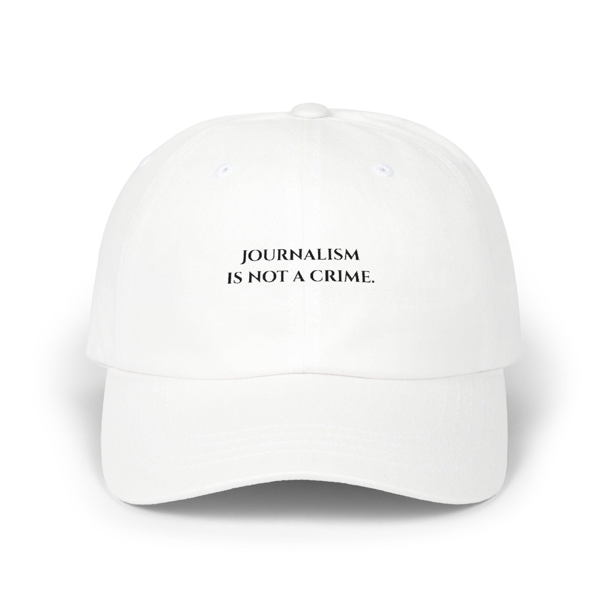 Journalism Is Not a Crime Dad Cap — Embroidered Statement Baseball Hat