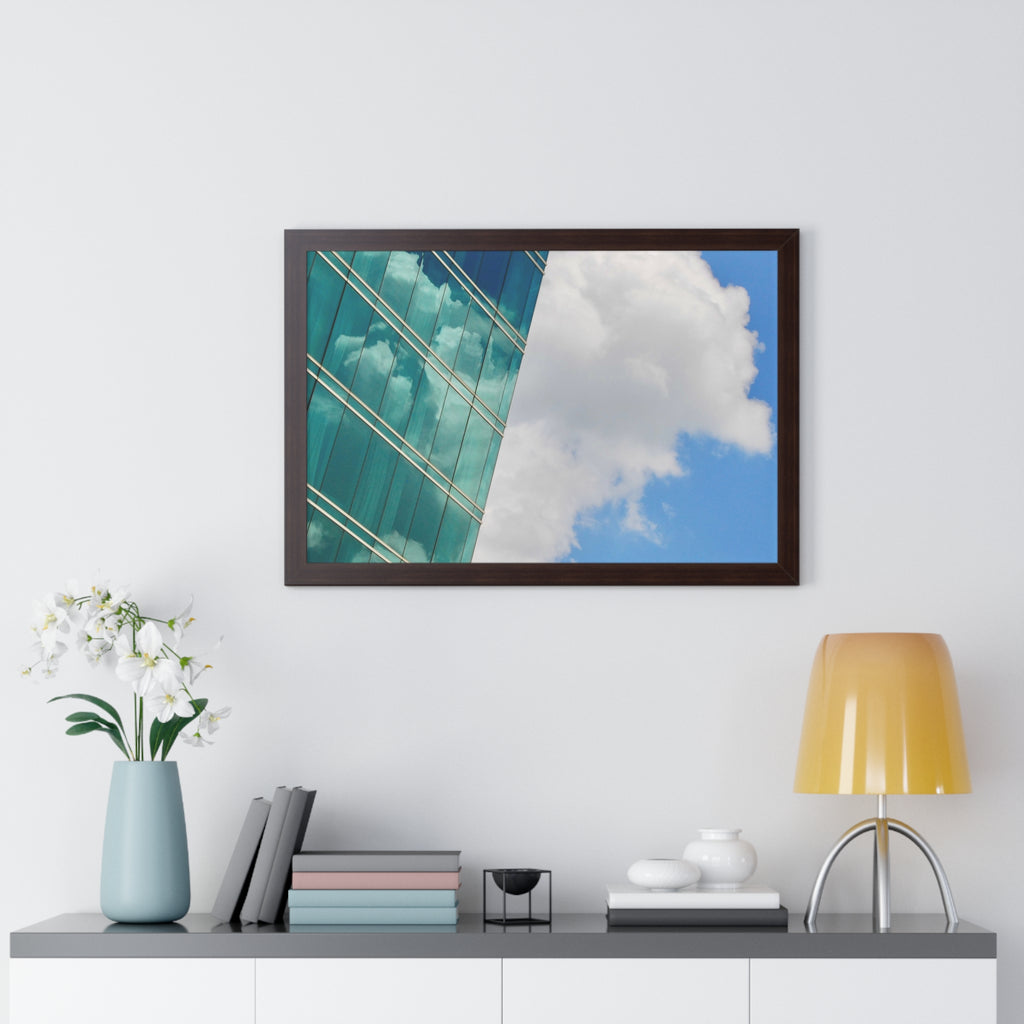Modern City Reflection & Cloudscape Framed Wall Art