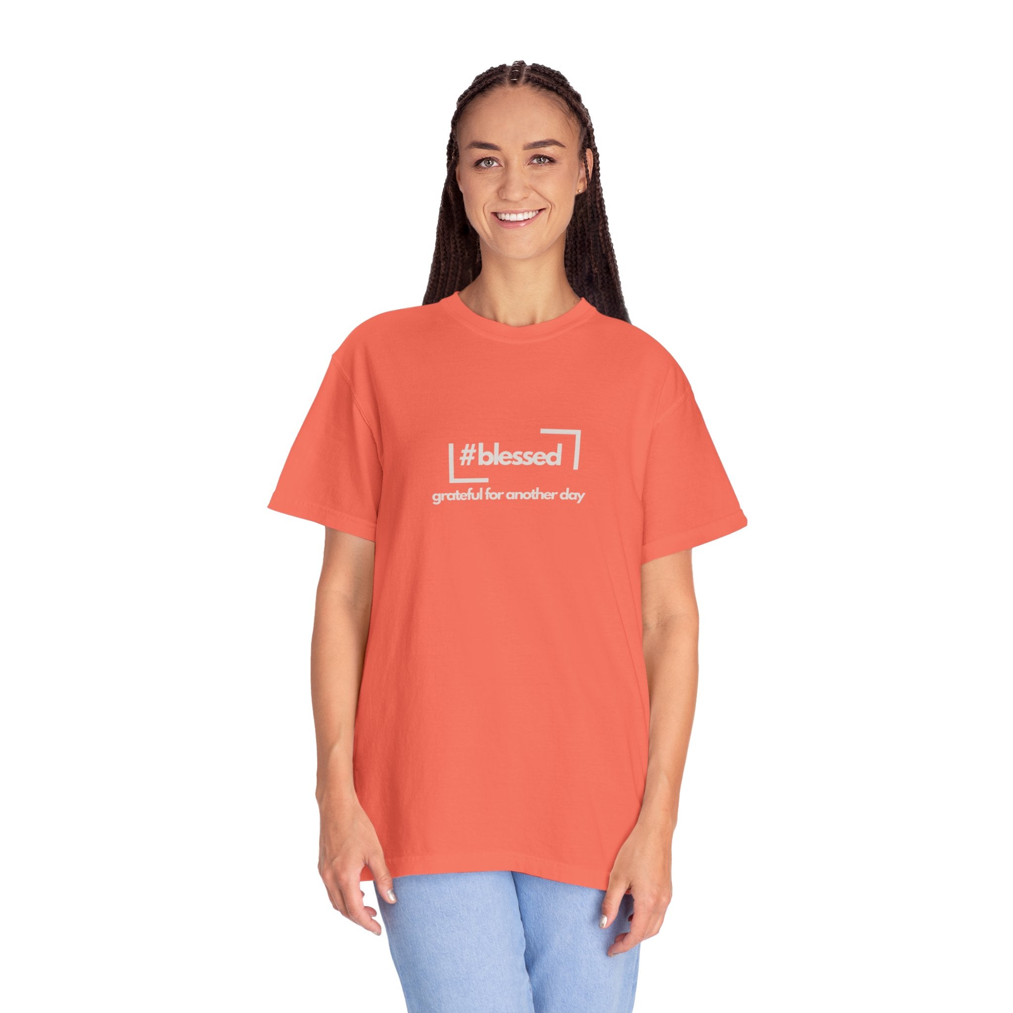 Blessed Hashtag T-Shirt — "#blessed grateful for another day" Casual Graphic Tee
