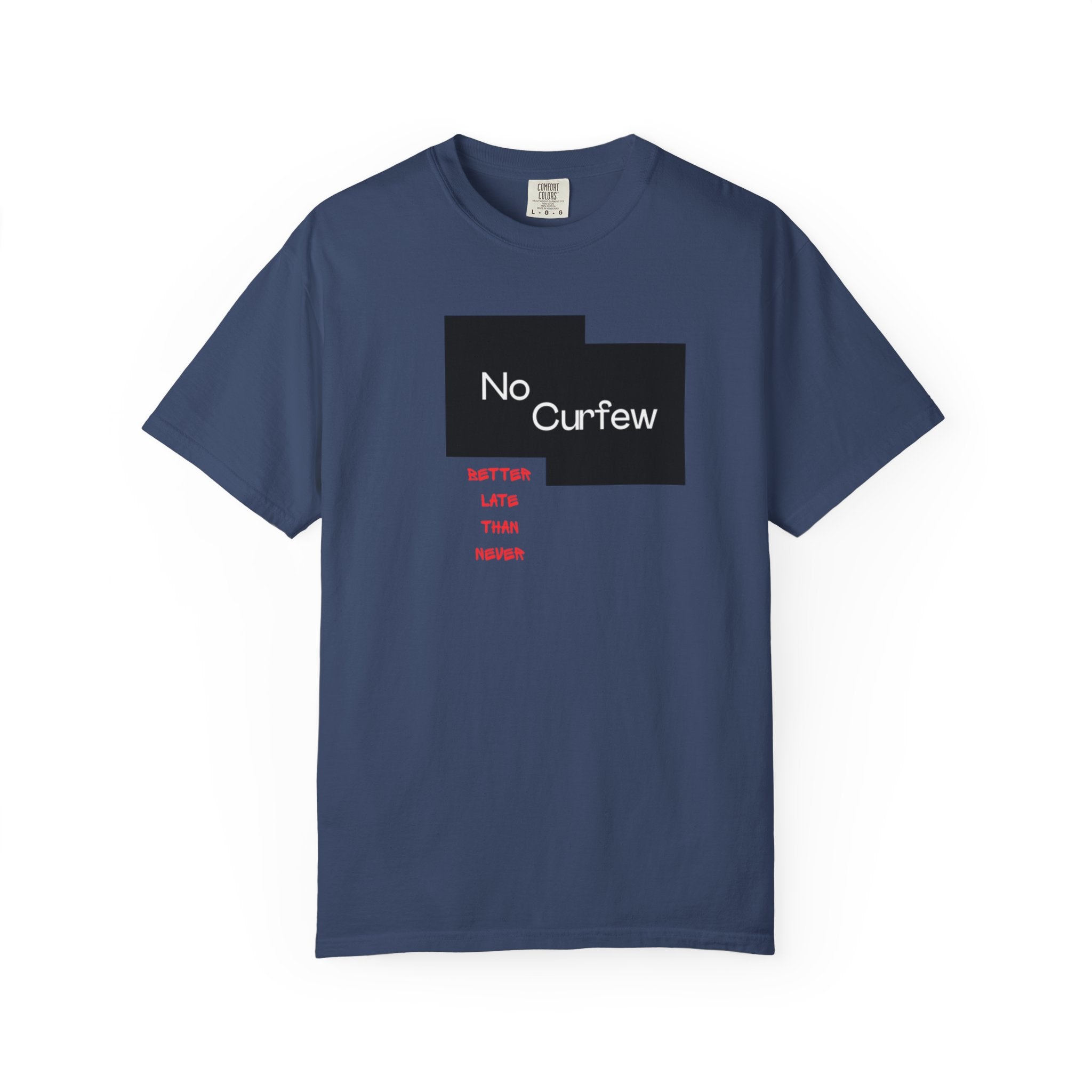 No Curfew Unisex Garment-Dyed T-shirt | Ideal for Teens, Casual Wear, Gifts, Parties, Summer Events