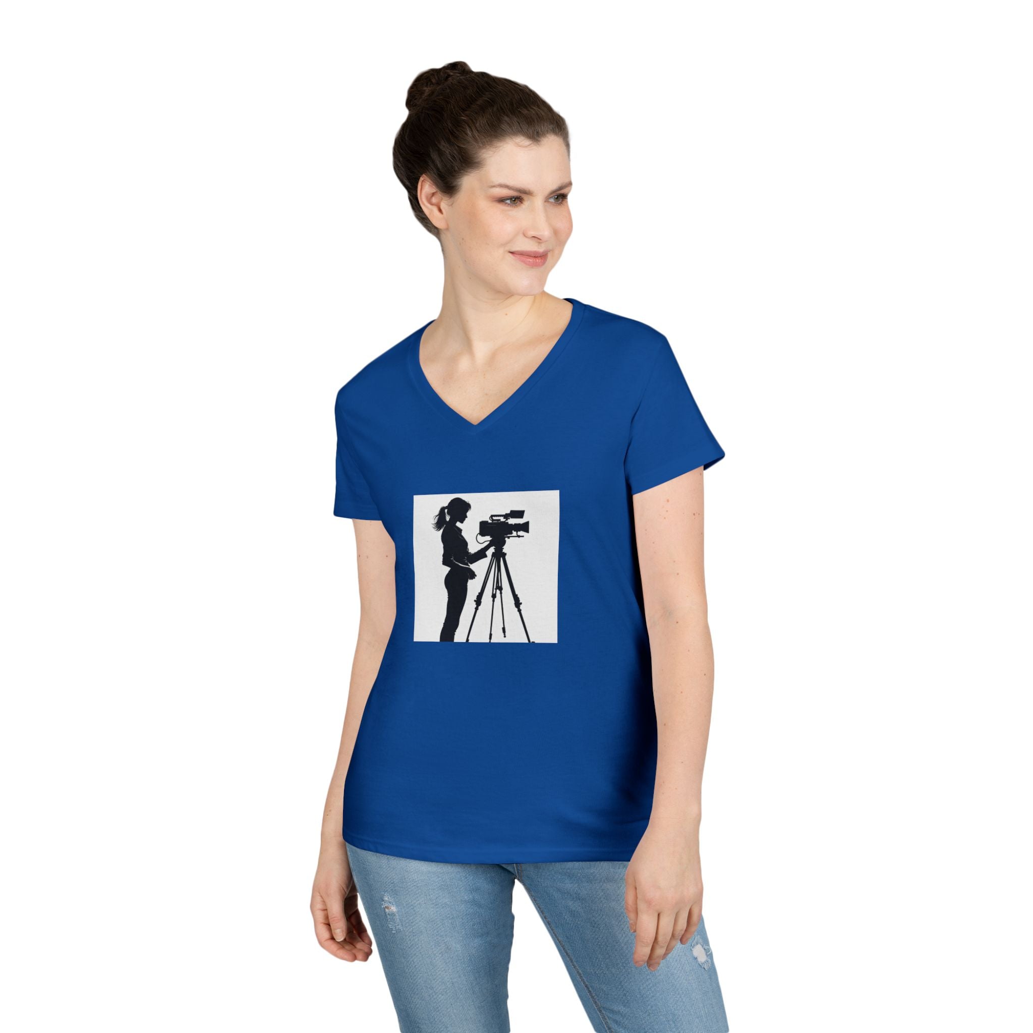 "Behind Every Great Story is Great Video "Camerawoman V-Neck Tee