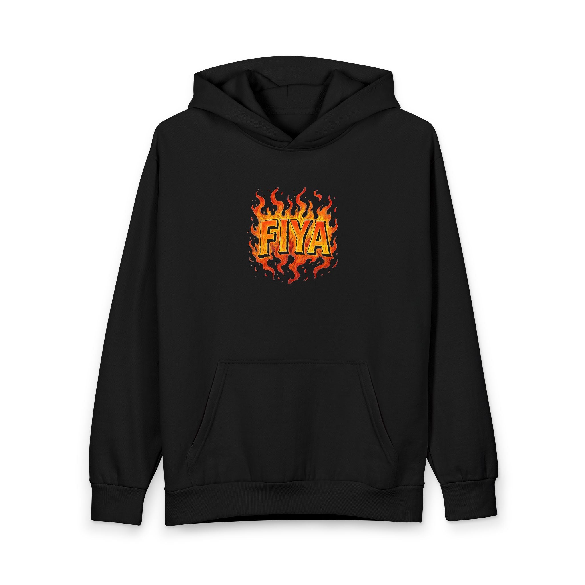 "Fiya" Flame Hoodie — Graphic Streetwear Pullover with 'FIYA' Fire Logo