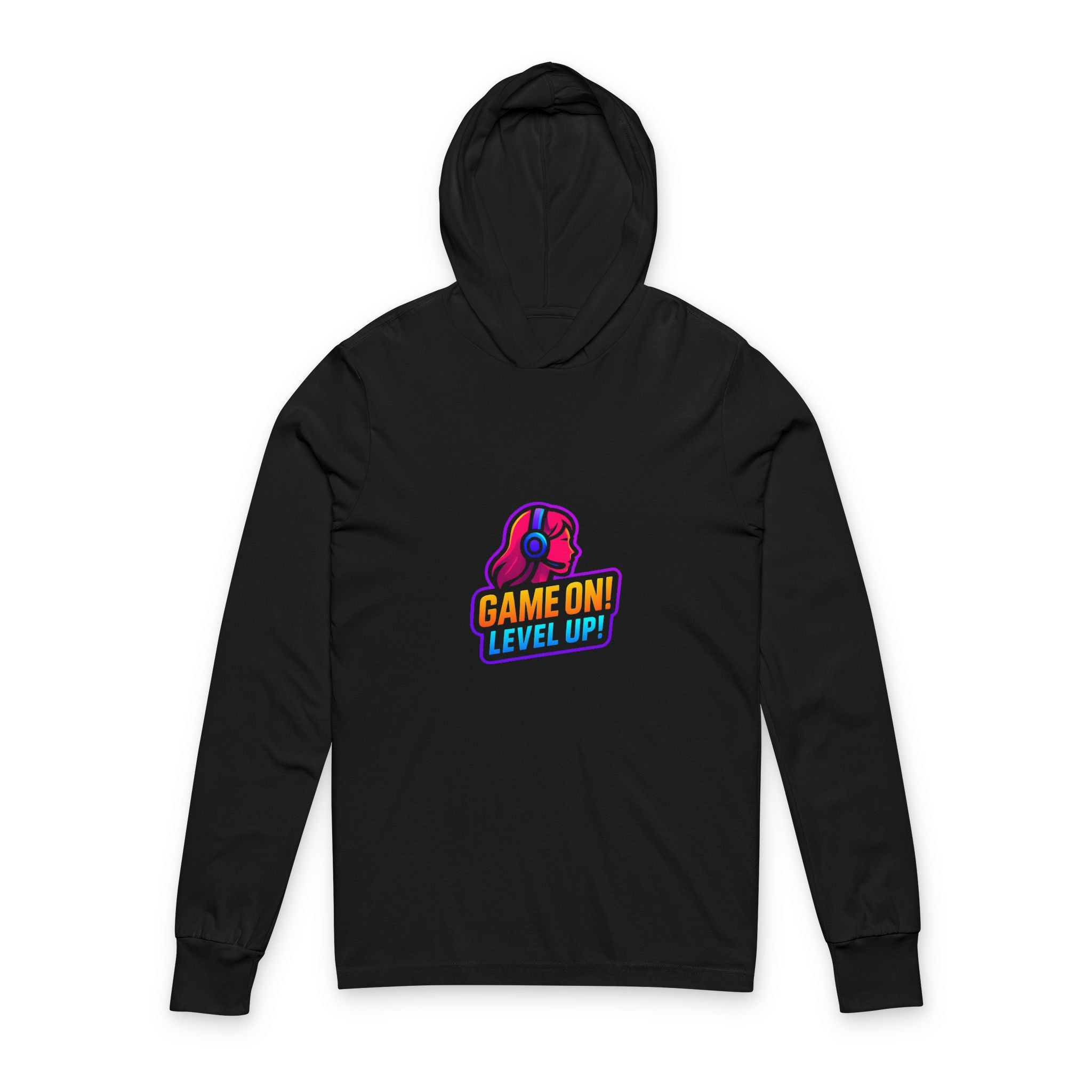 "Game On! Level Up!" Long-Sleeve Hooded Tee